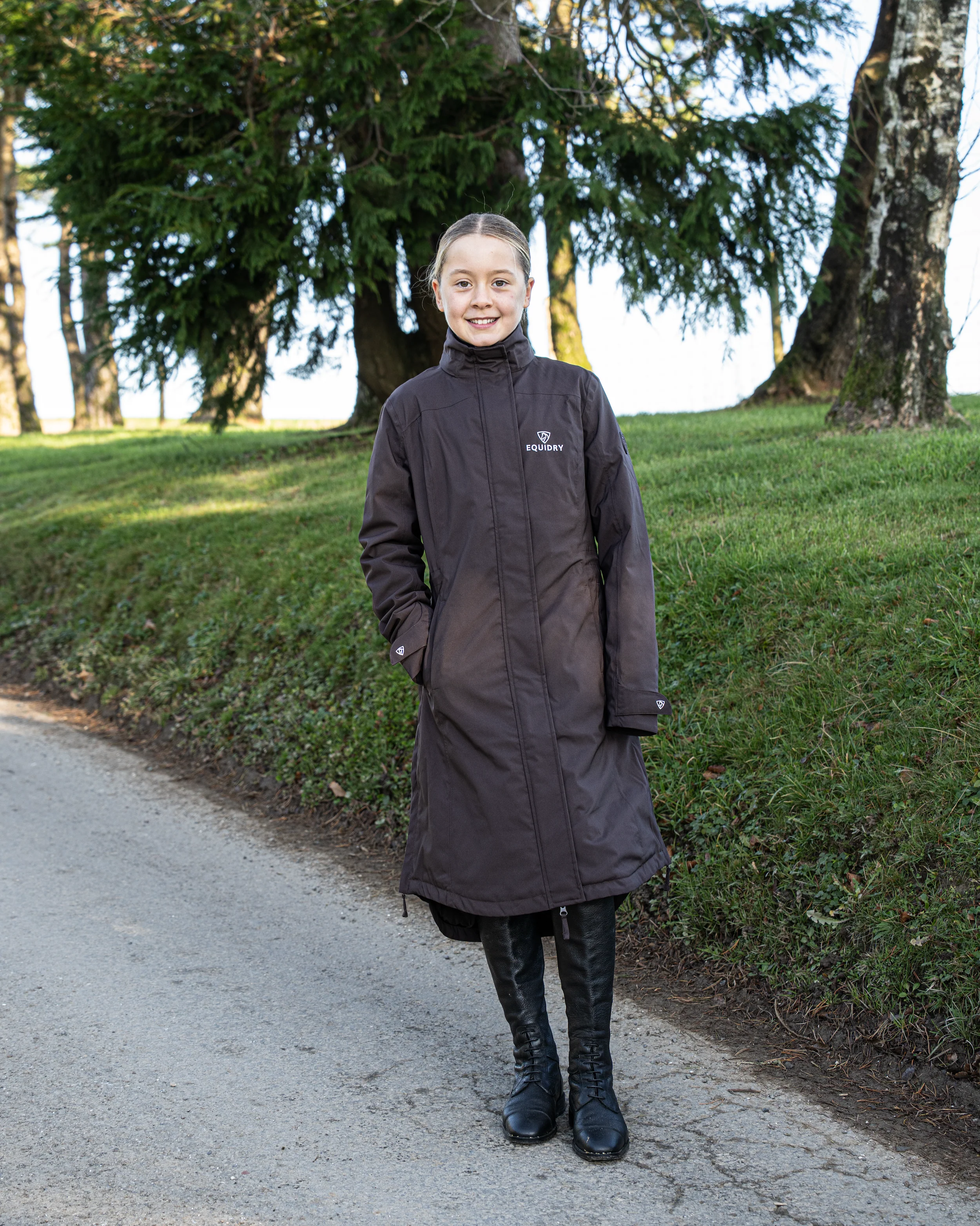 Bronte Waterproof Riding Coat | Removable Hood | Girls | Brown - Image 6