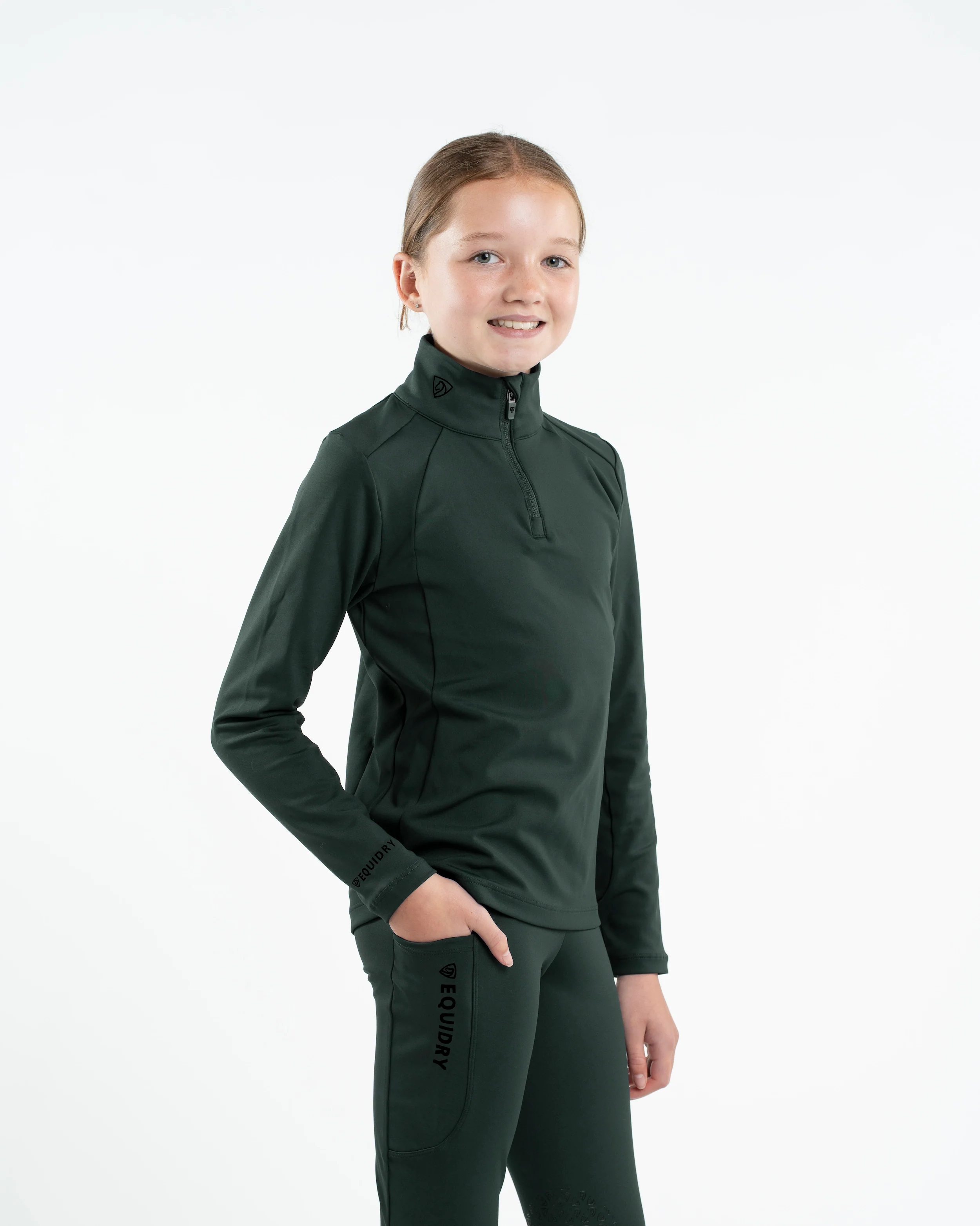 Children's Water Repellent Base Layer | Black Forest Green/Black