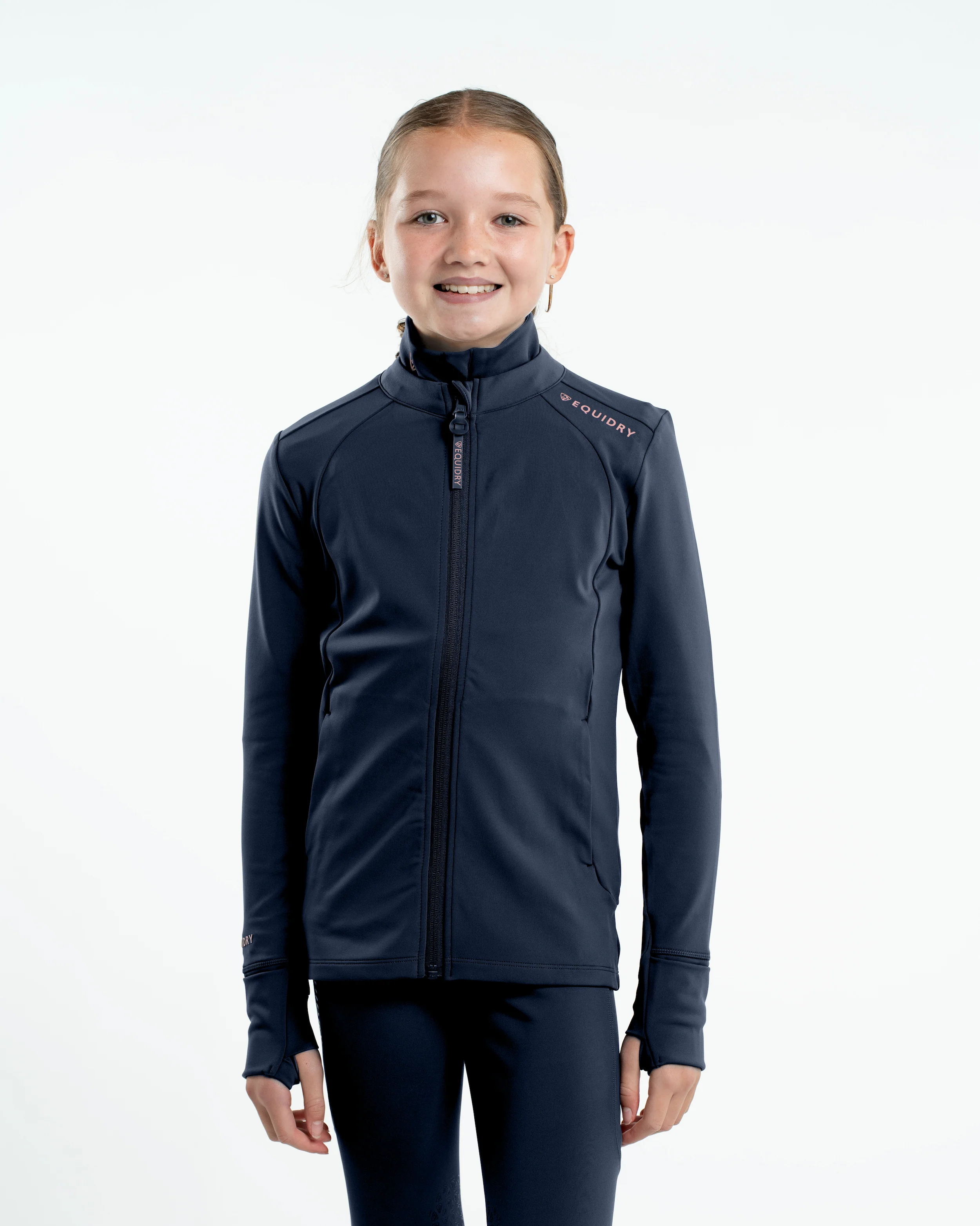Children's Water Repellent Zip up Top | Navy/Pink