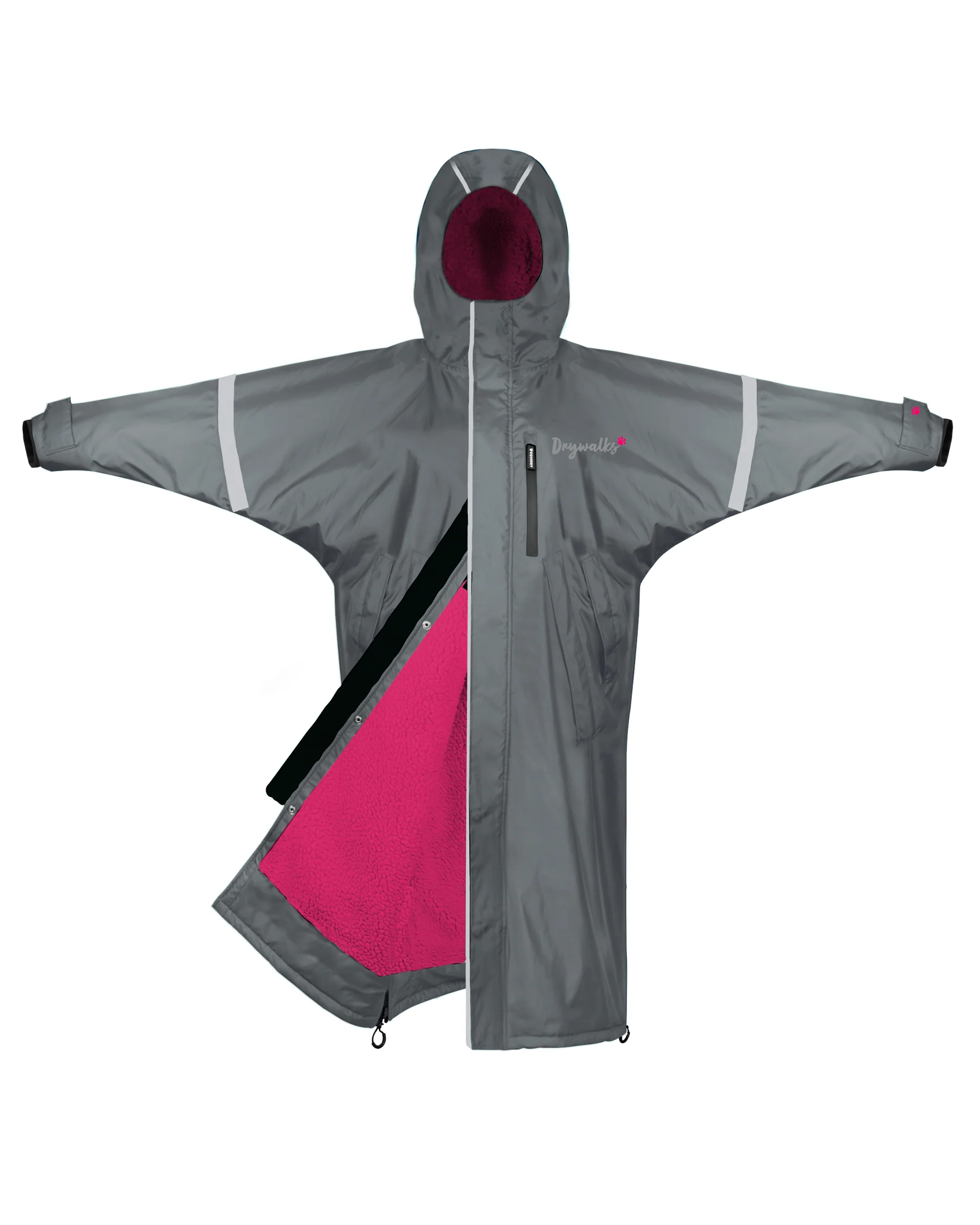 Drywalks by EQUIDRY Winter Walker Waterproof Dog Walking Coat | Charcoal/Dark Pink