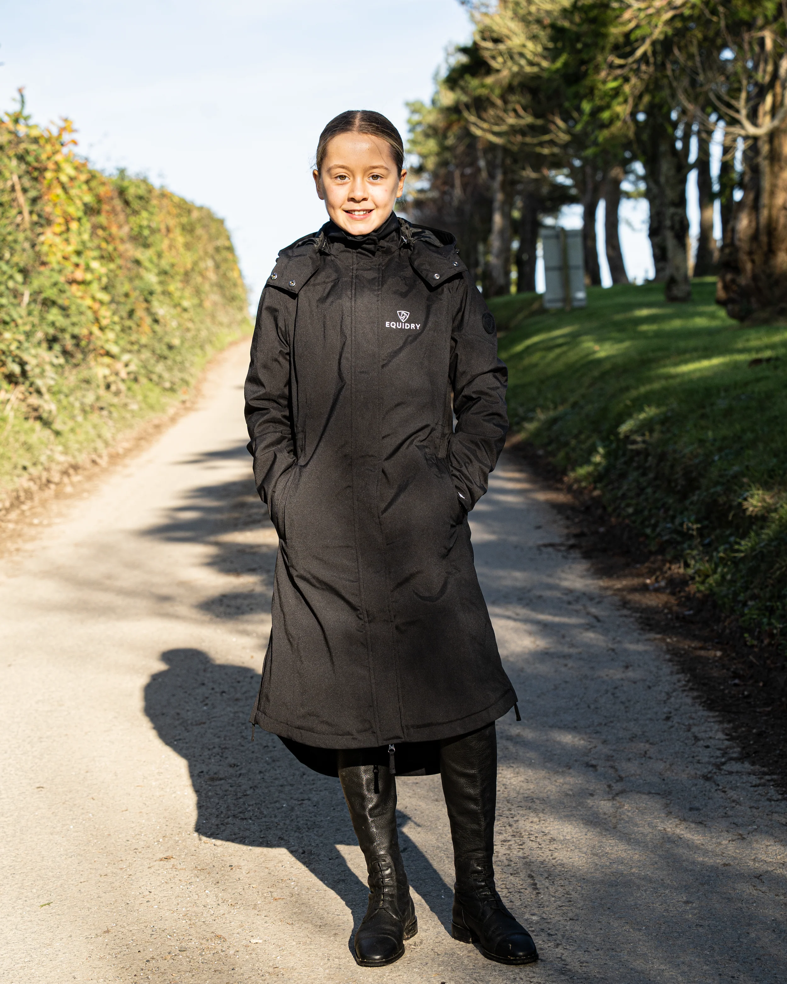 Bronte Waterproof Riding Coat | Removable Hood | Girls | Black - Image 5
