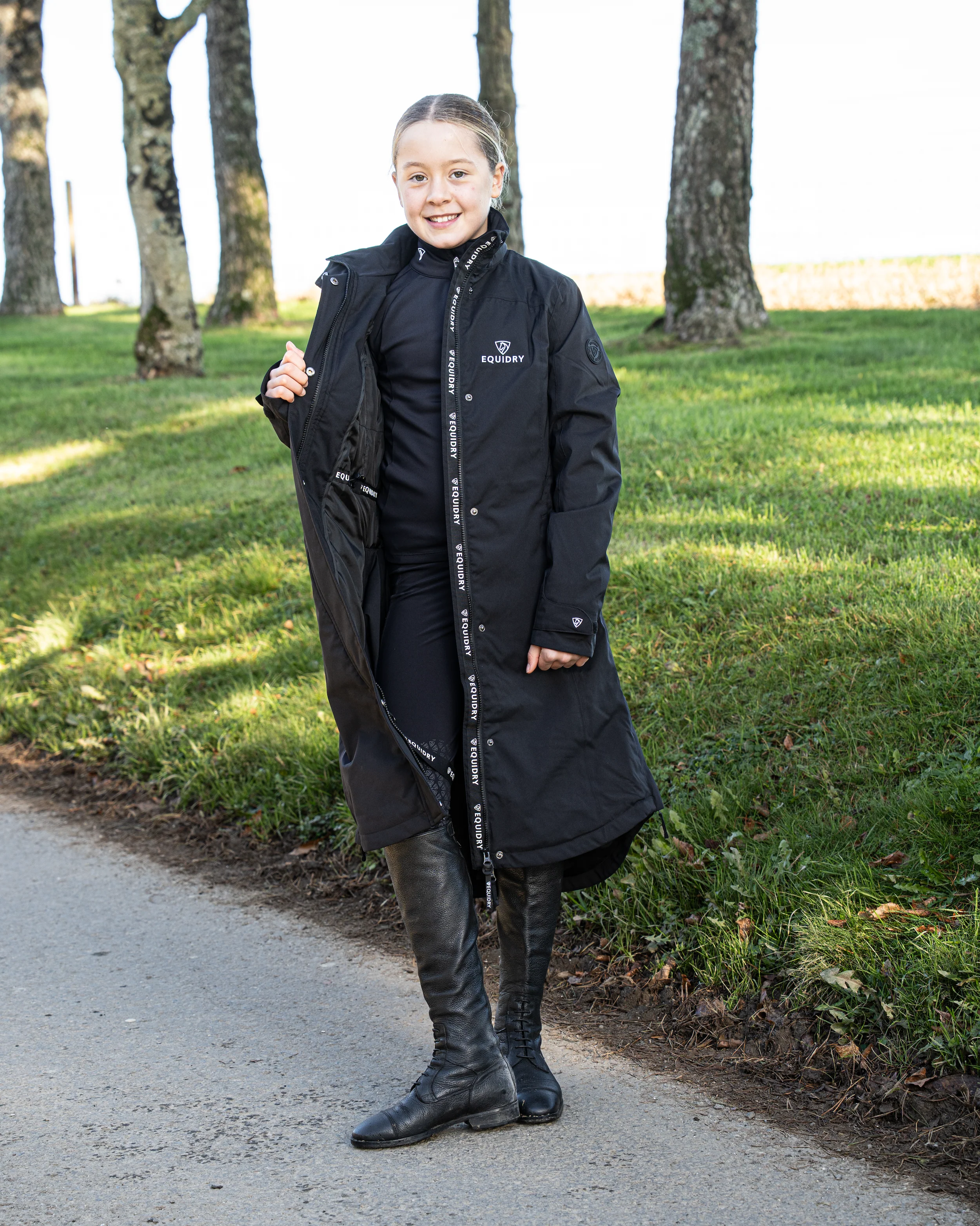 Bronte Waterproof Riding Coat | Removable Hood | Girls | Black - Image 6