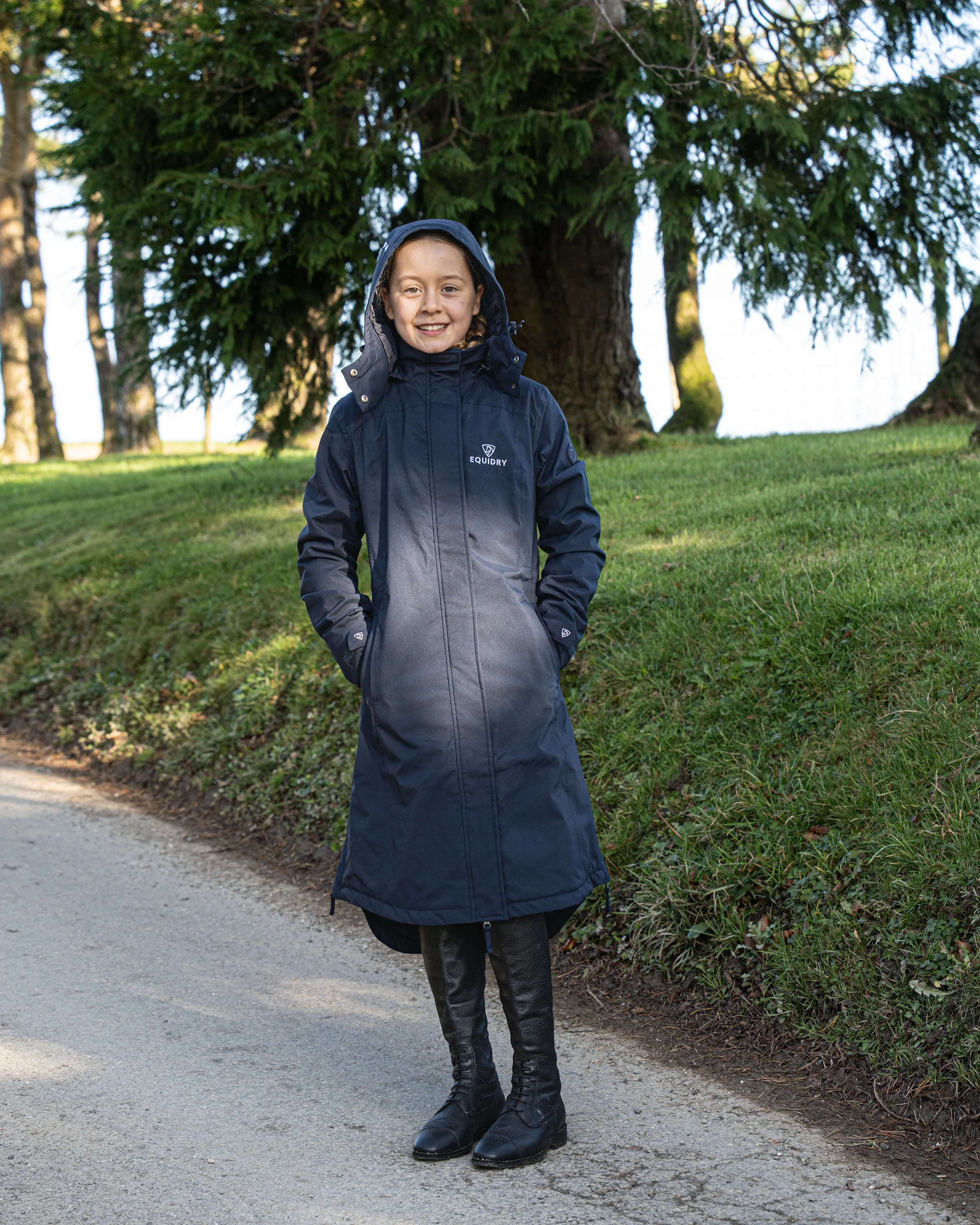 Bronte Waterproof Riding Coat | Removable Hood | Girls | Navy - Image 4