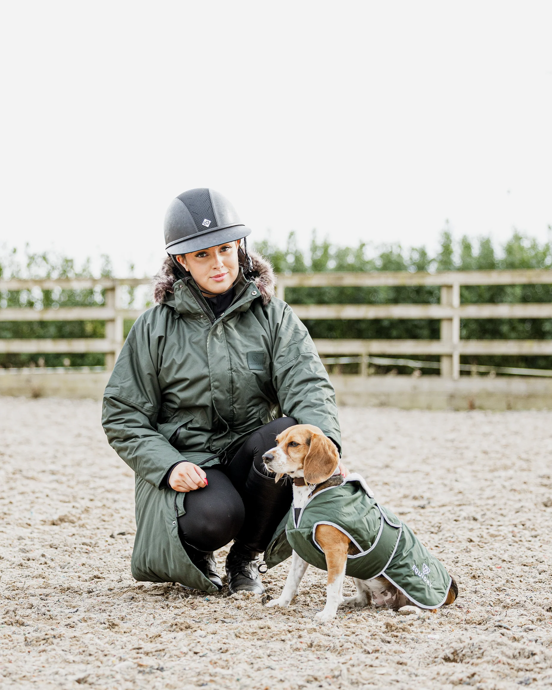 Waterproof Dog Coat | Black Forest Green/Cream - Image 2