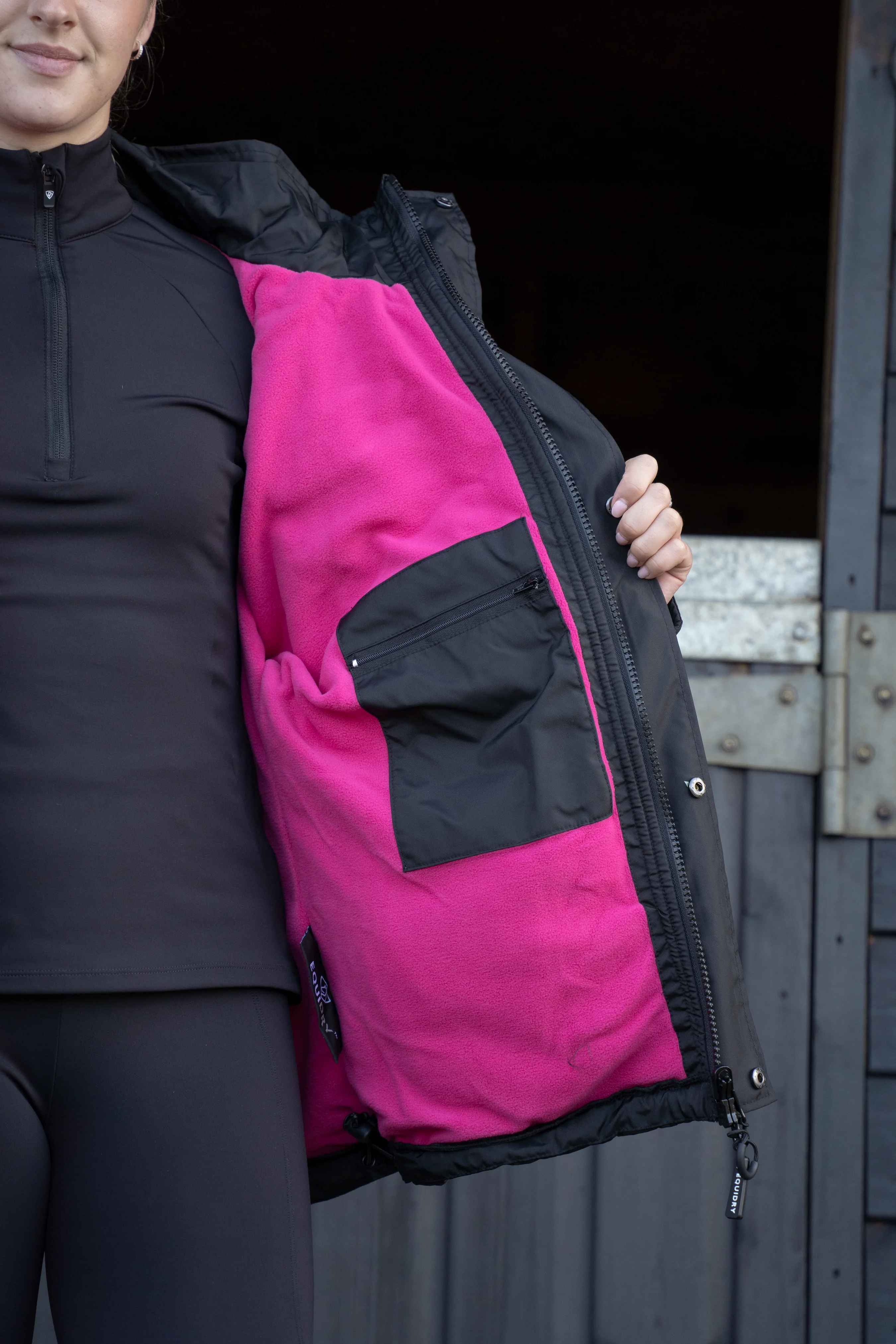 Shortie Women's | Thin Fleece | Black/Peacock Pink - Image 10