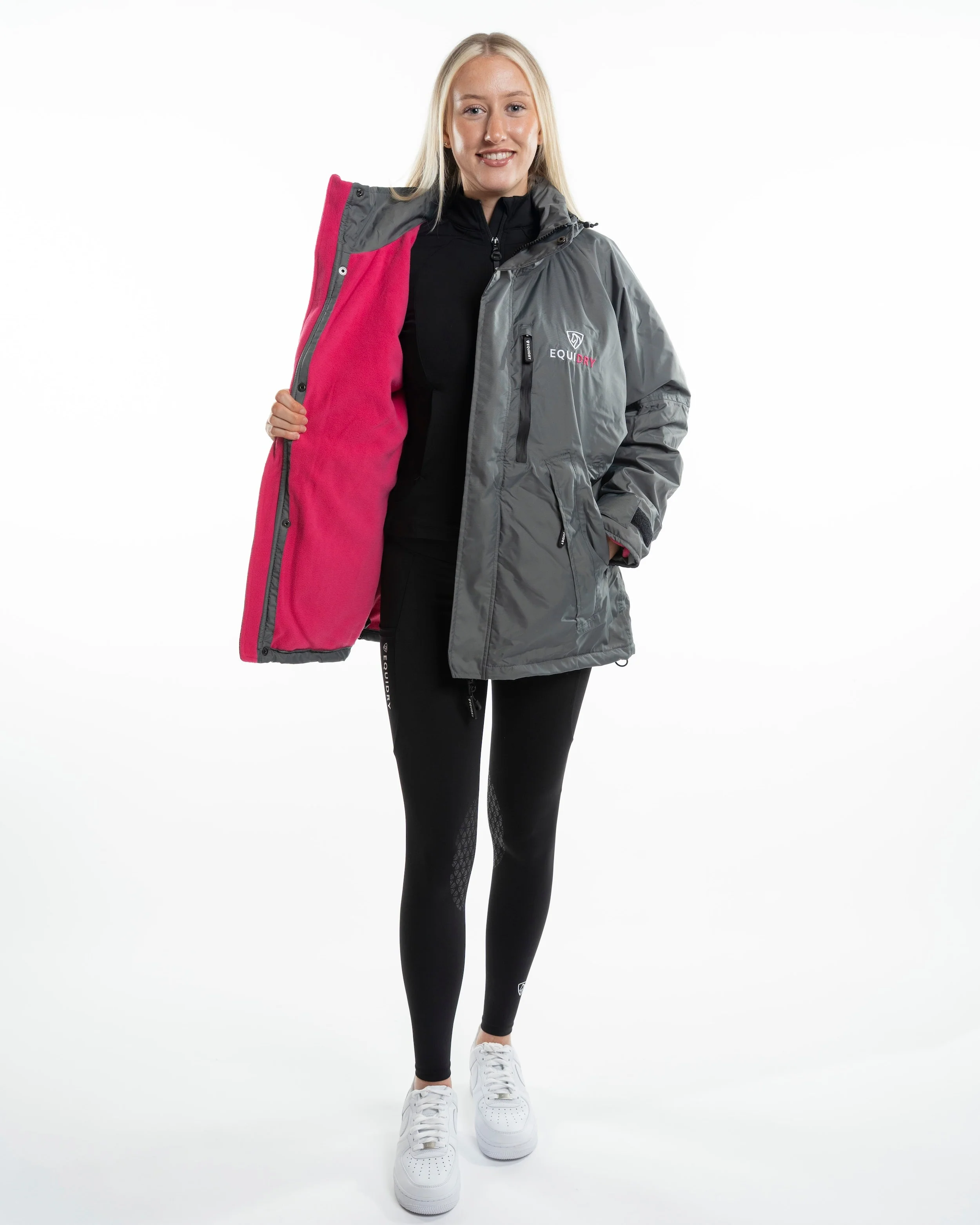 Shortie Women's | Thin Fleece | Grey/Peacock pink - Image 3