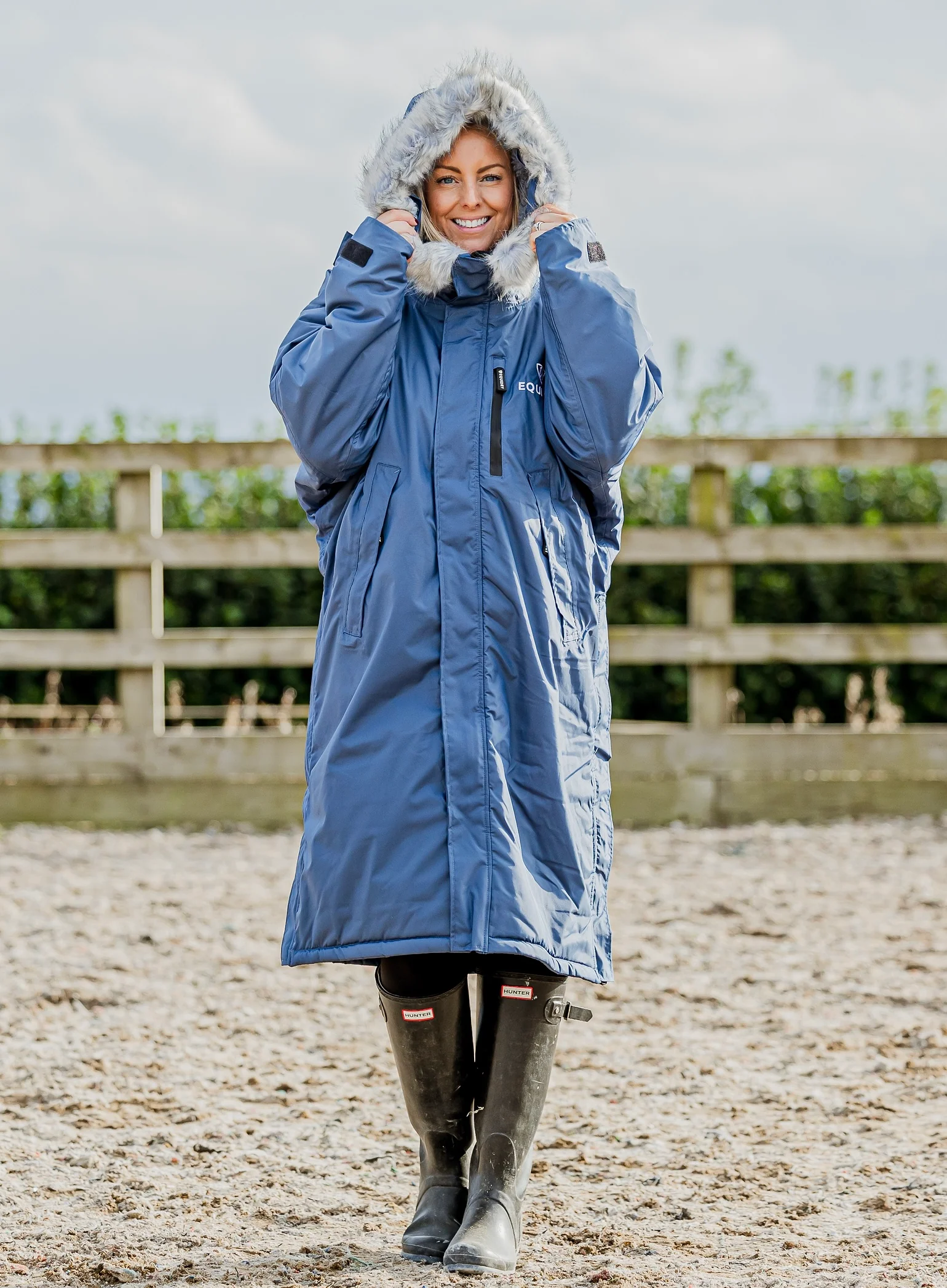 Evolution Women's | Thick Fleece | Fur Hood| Steel Blue - Image 3