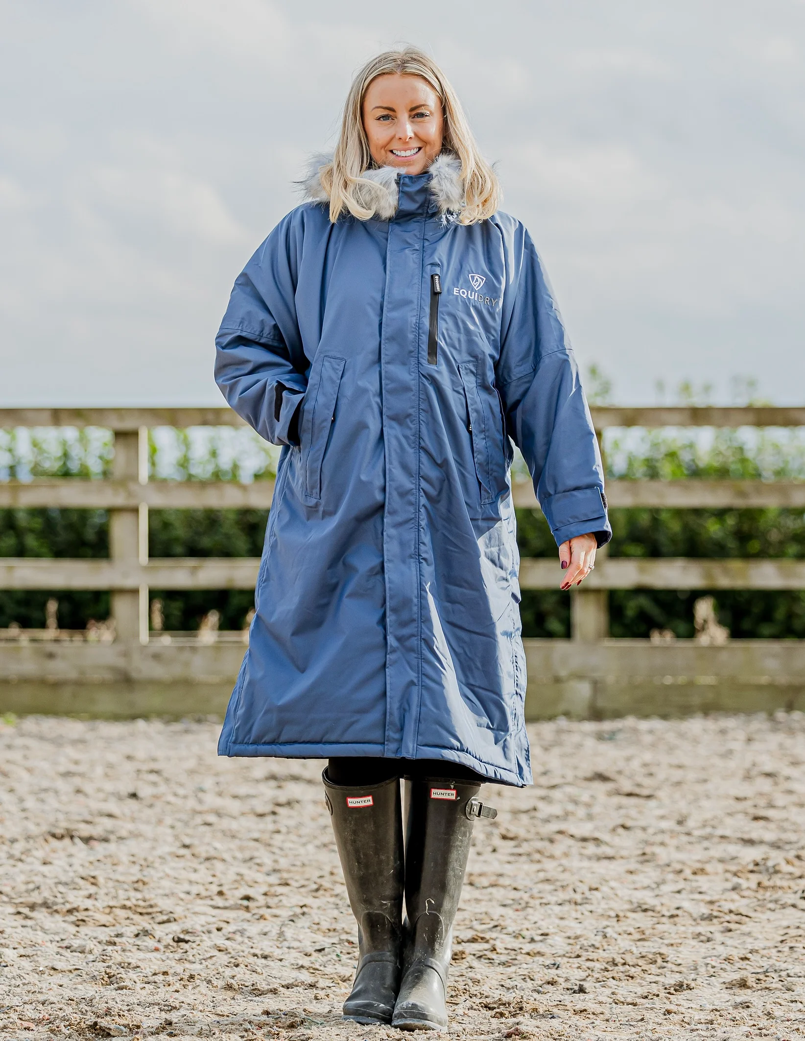 Evolution Women's | Thick Fleece | Fur Hood| Steel Blue - Image 4