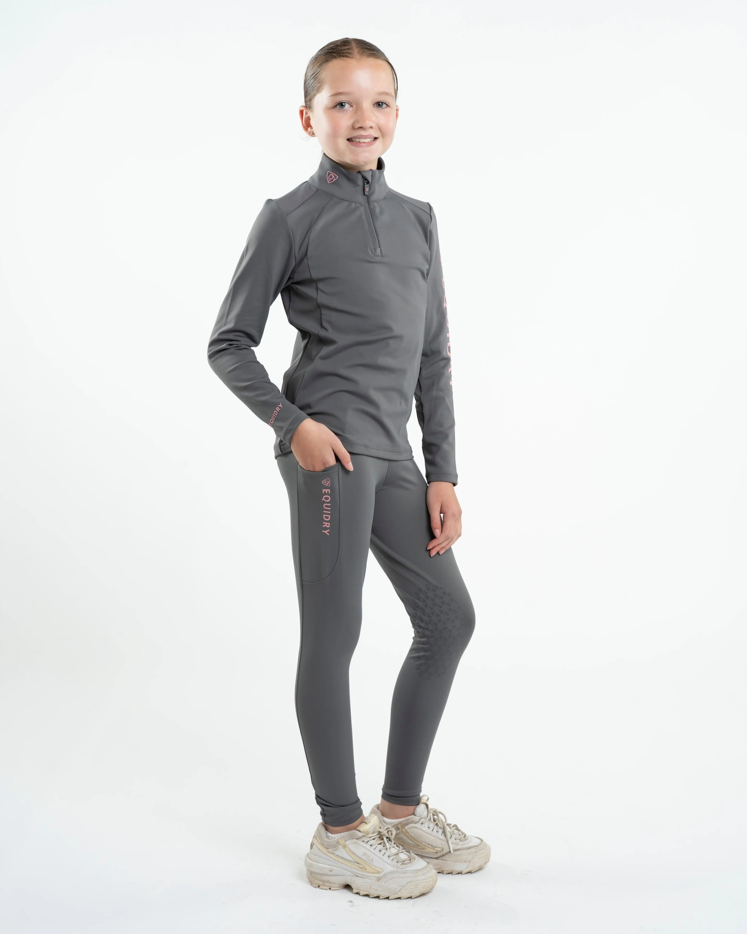 Water Repellent Leggings | Children's Grey/Pale Pink - Image 8
