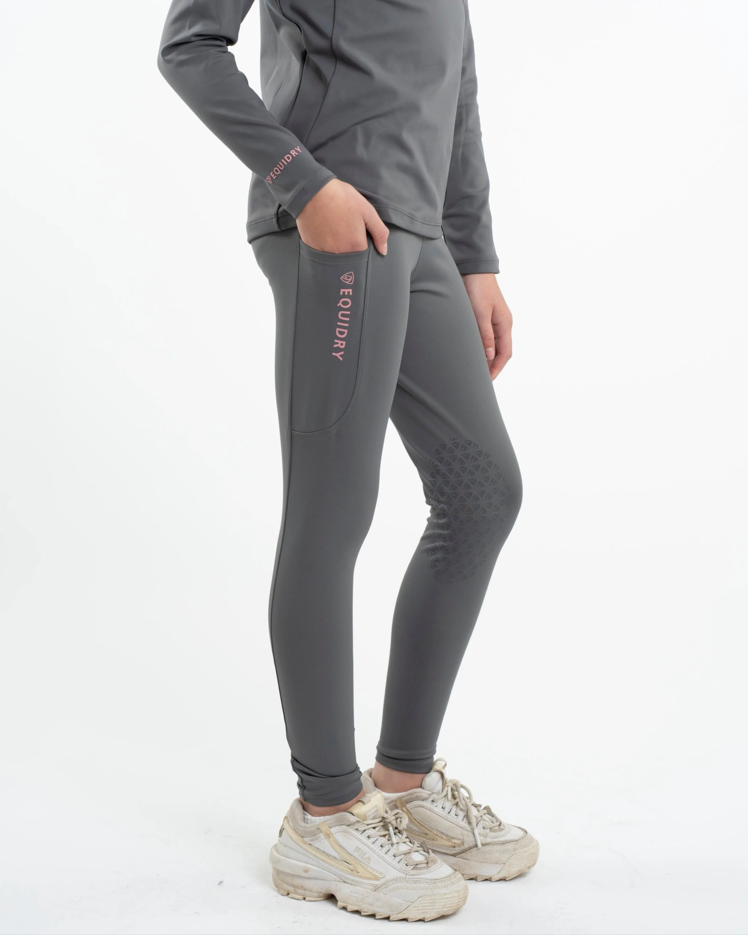 Water Repellent Leggings | Children's Grey/Pale Pink - Image 9