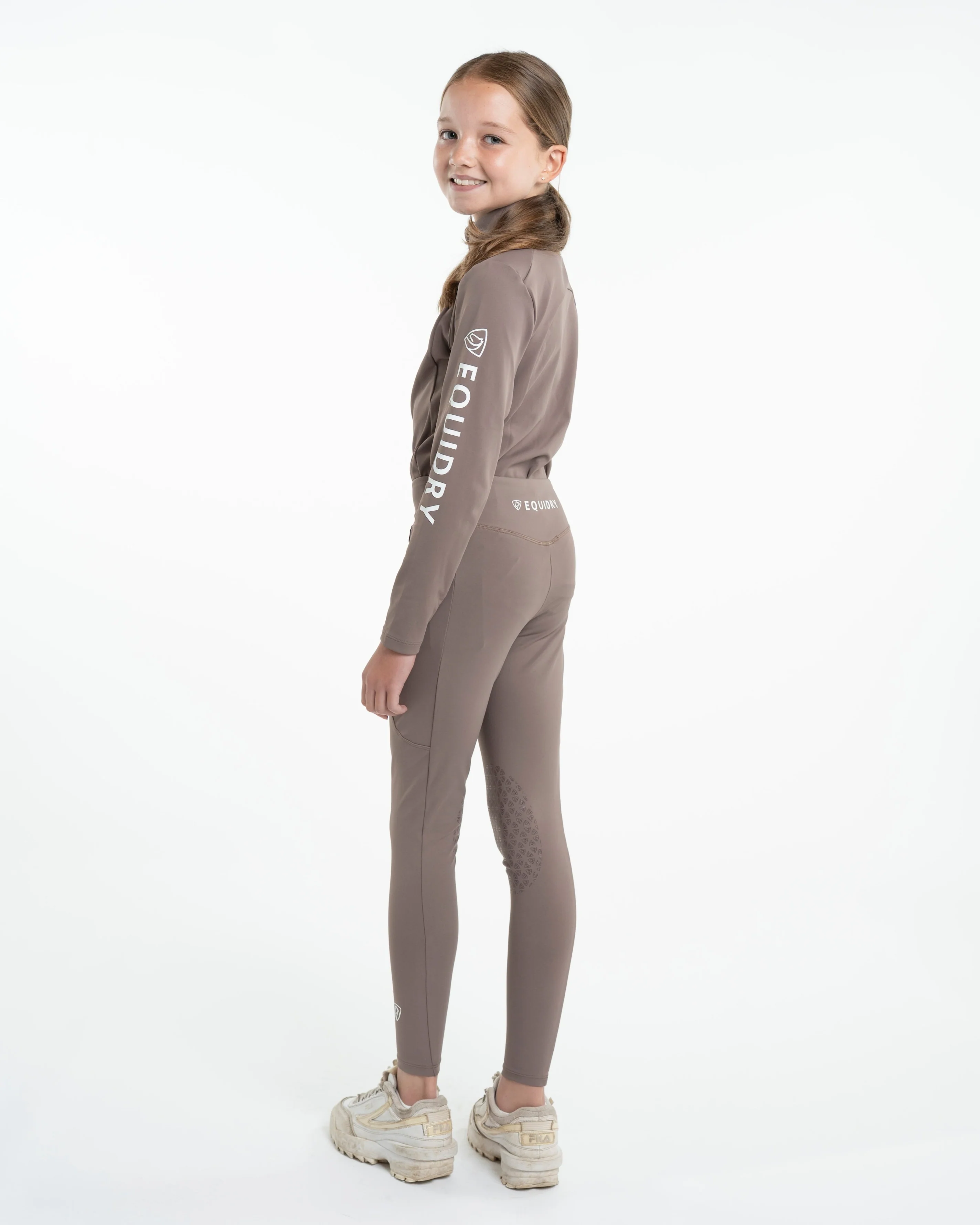 Water Repellent Leggings | Children's Mocha/White - Image 10