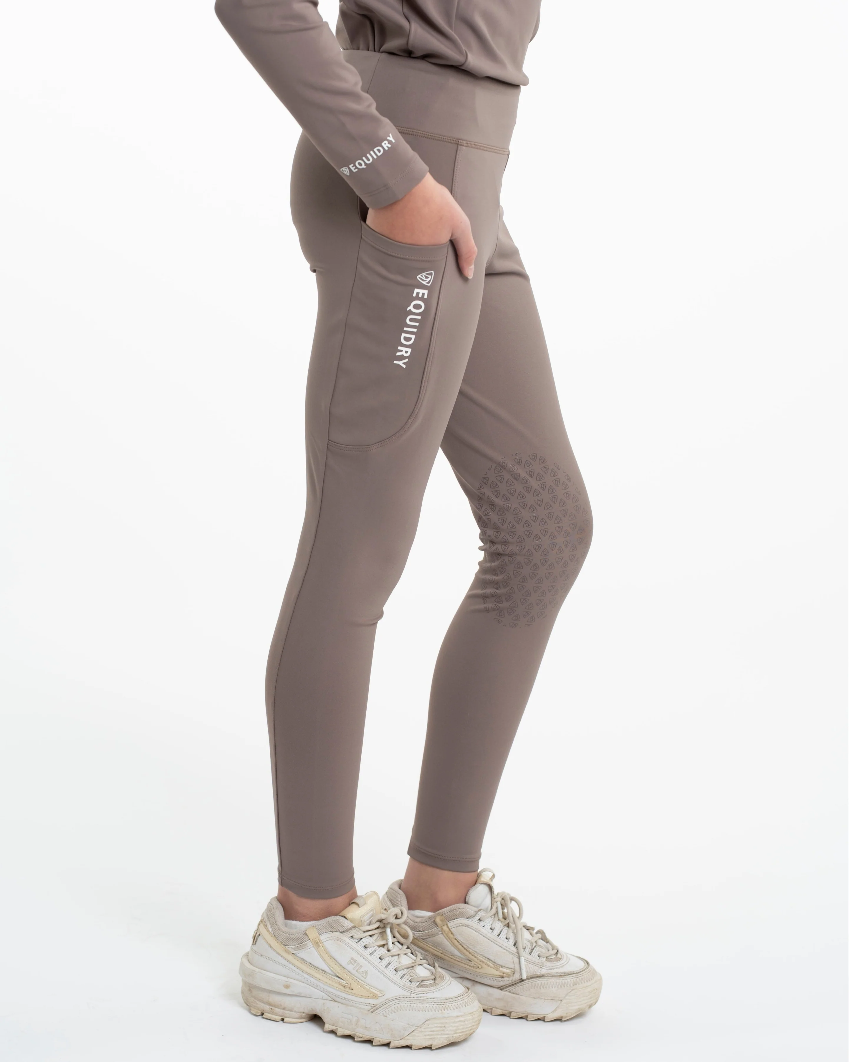 Water Repellent Leggings | Children's Mocha/White - Image 11