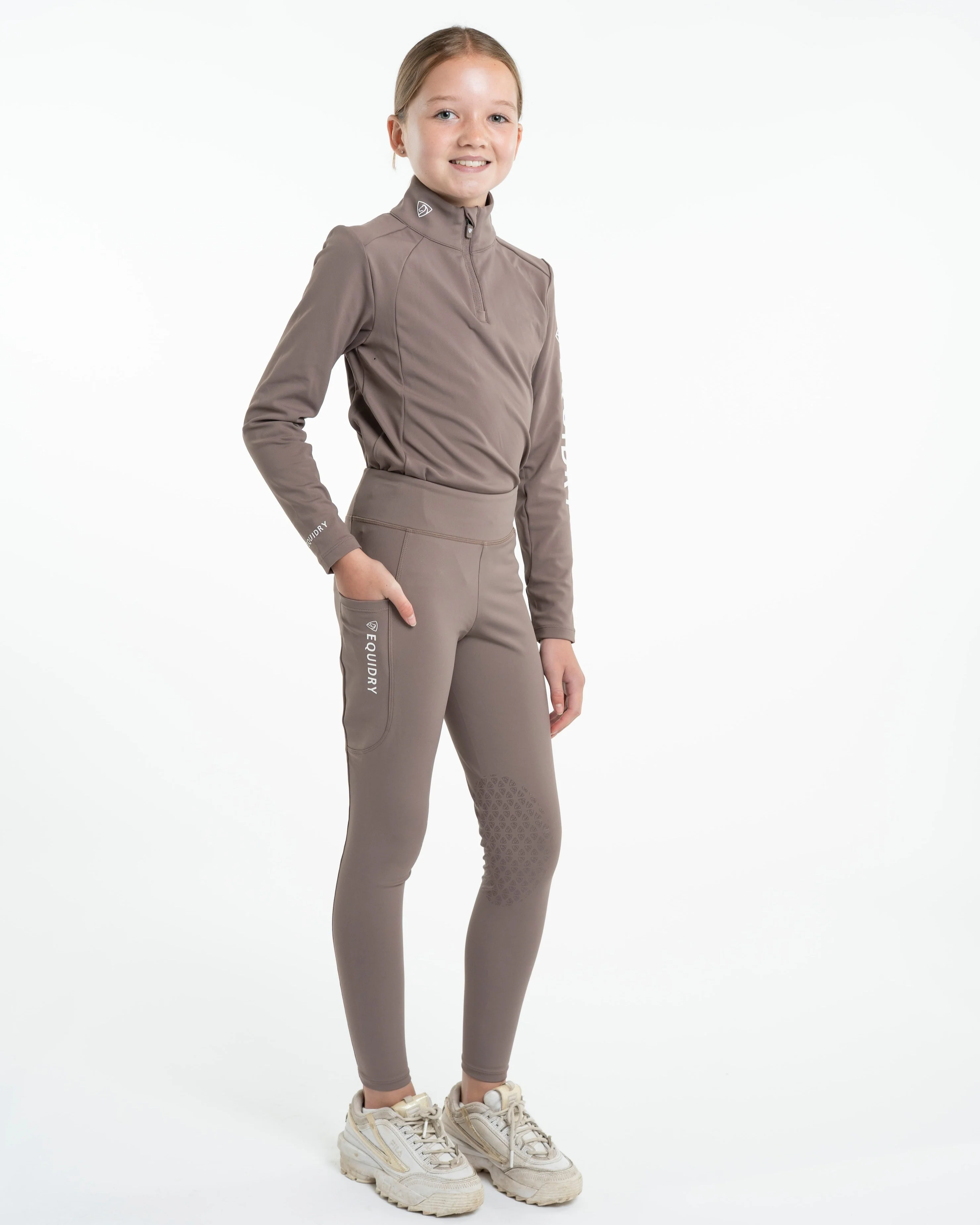 Water Repellent Leggings | Children's Mocha/White - Image 9