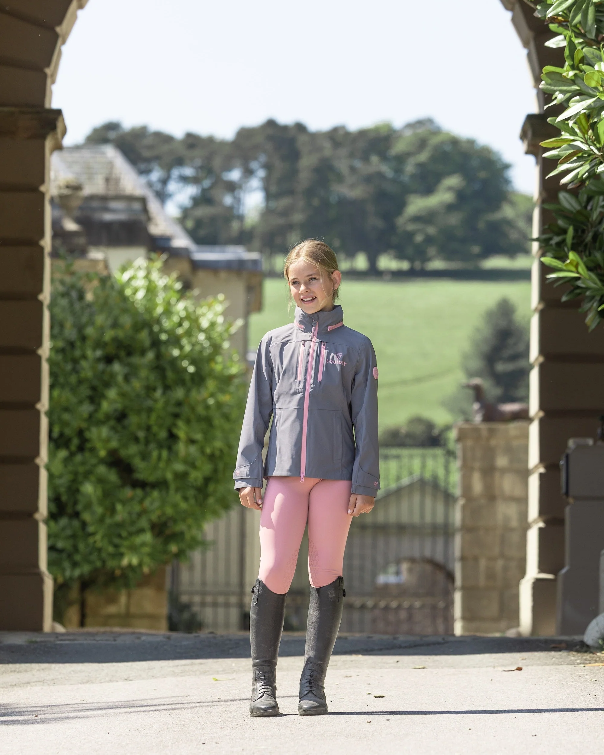 Water Repellent Leggings | Children's Pale Pink/Grey - Image 7
