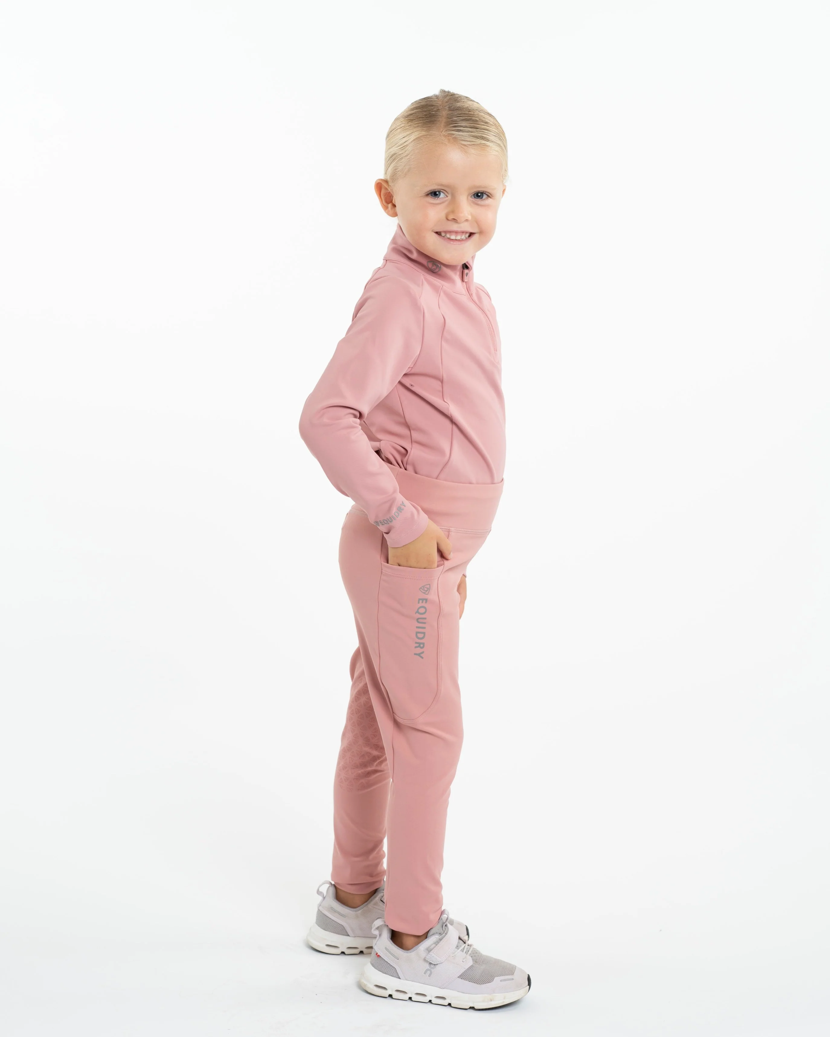 Water Repellent Leggings | Children's Pale Pink/Grey - Image 8