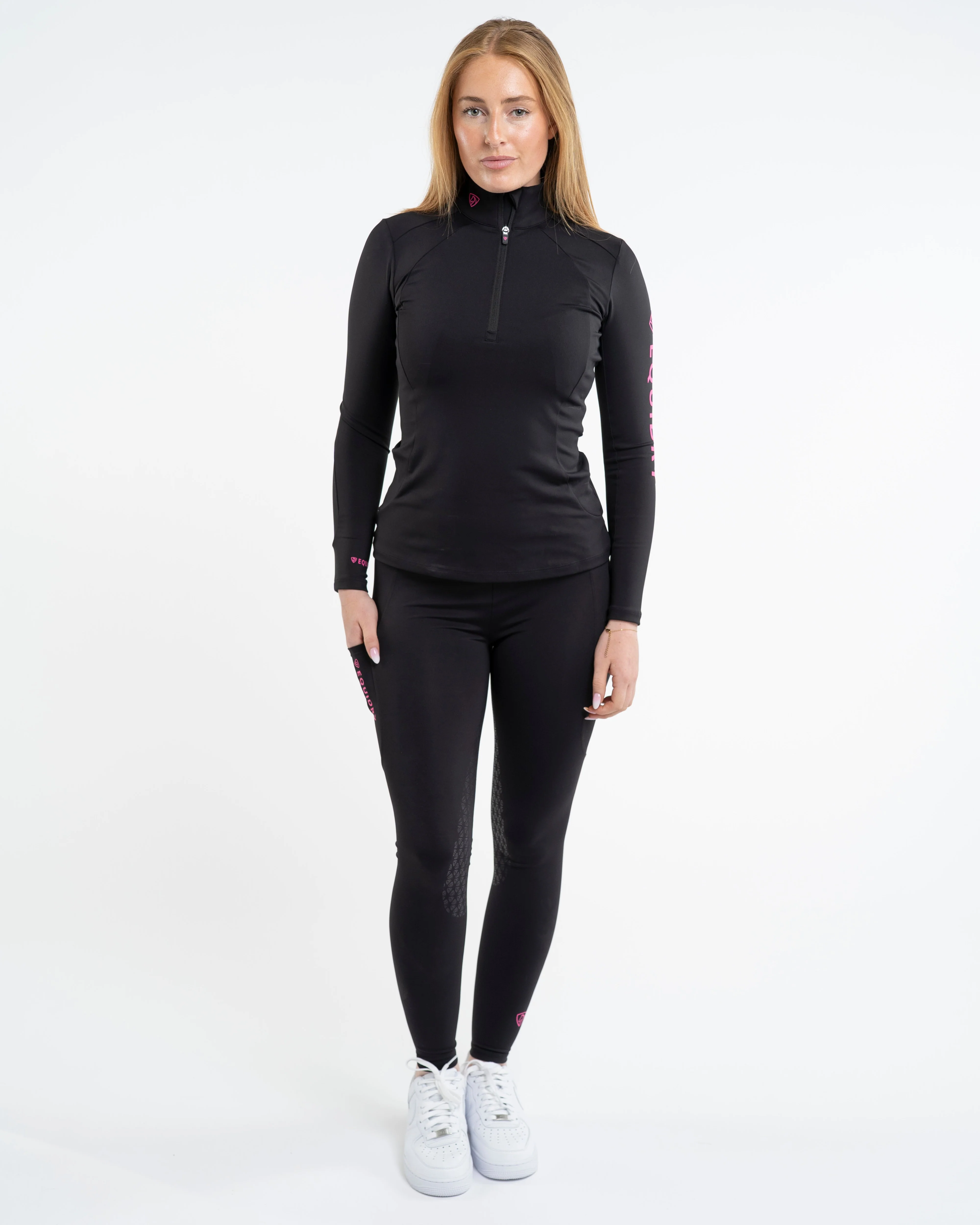 Water Repellent Leggings | Women's Black/Pink - Image 4