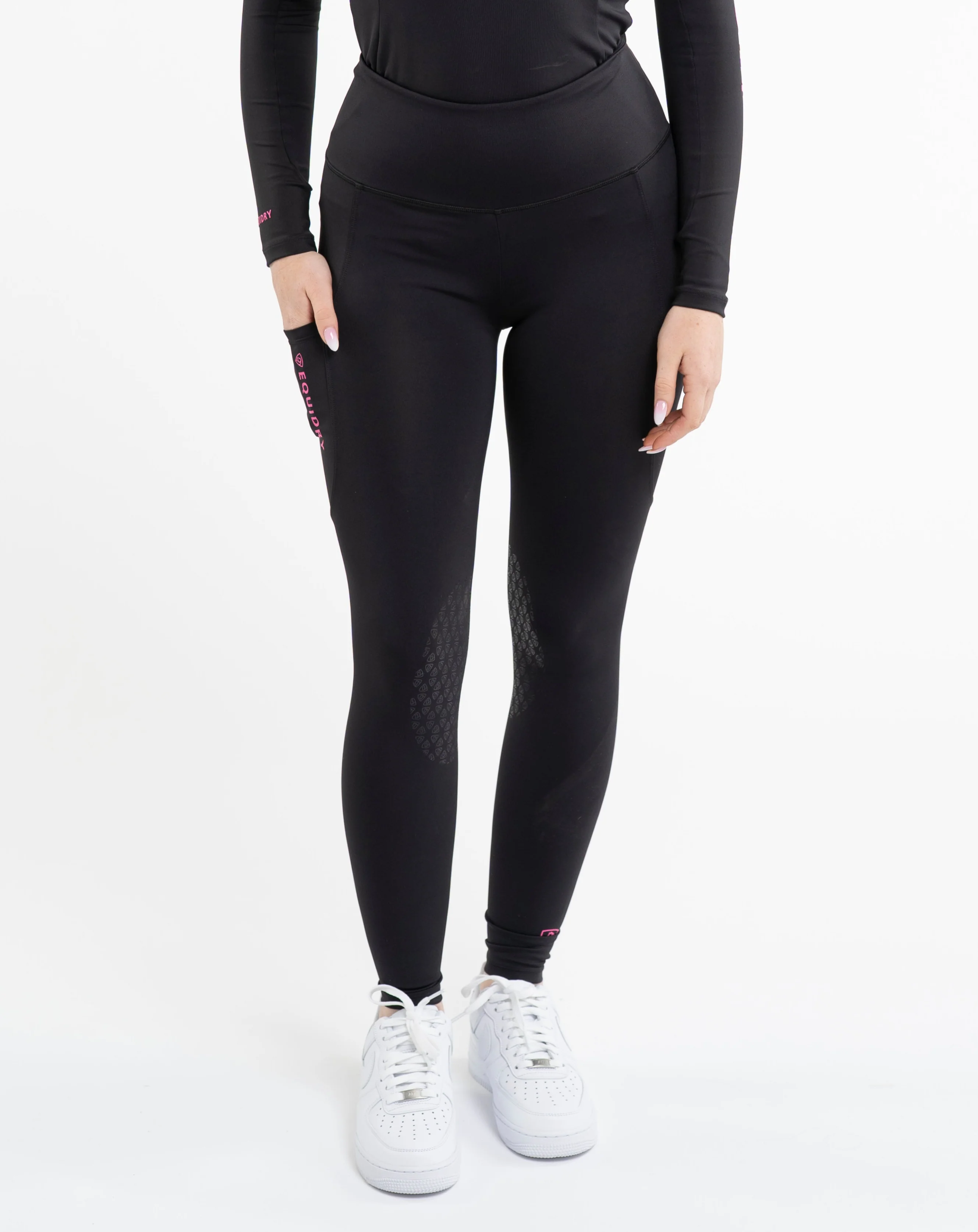 Water Repellent Leggings | Women's Black/Pink - Image 7