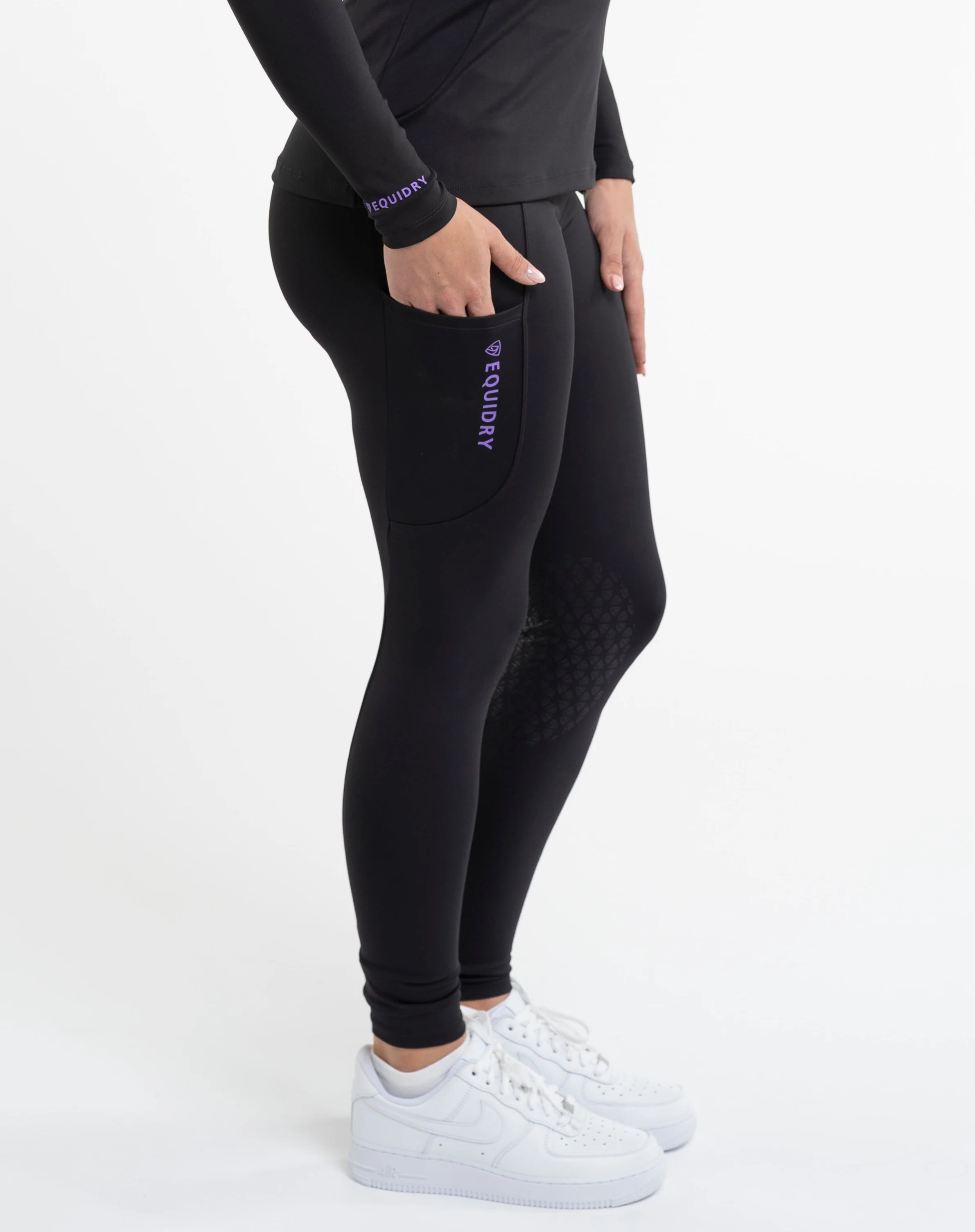 Water Repellent Leggings | Women's Black/Lilac - Image 8