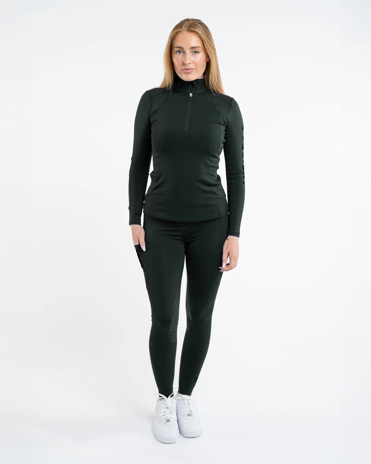 Water Repellent Leggings | Women's Green/Black - Image 2