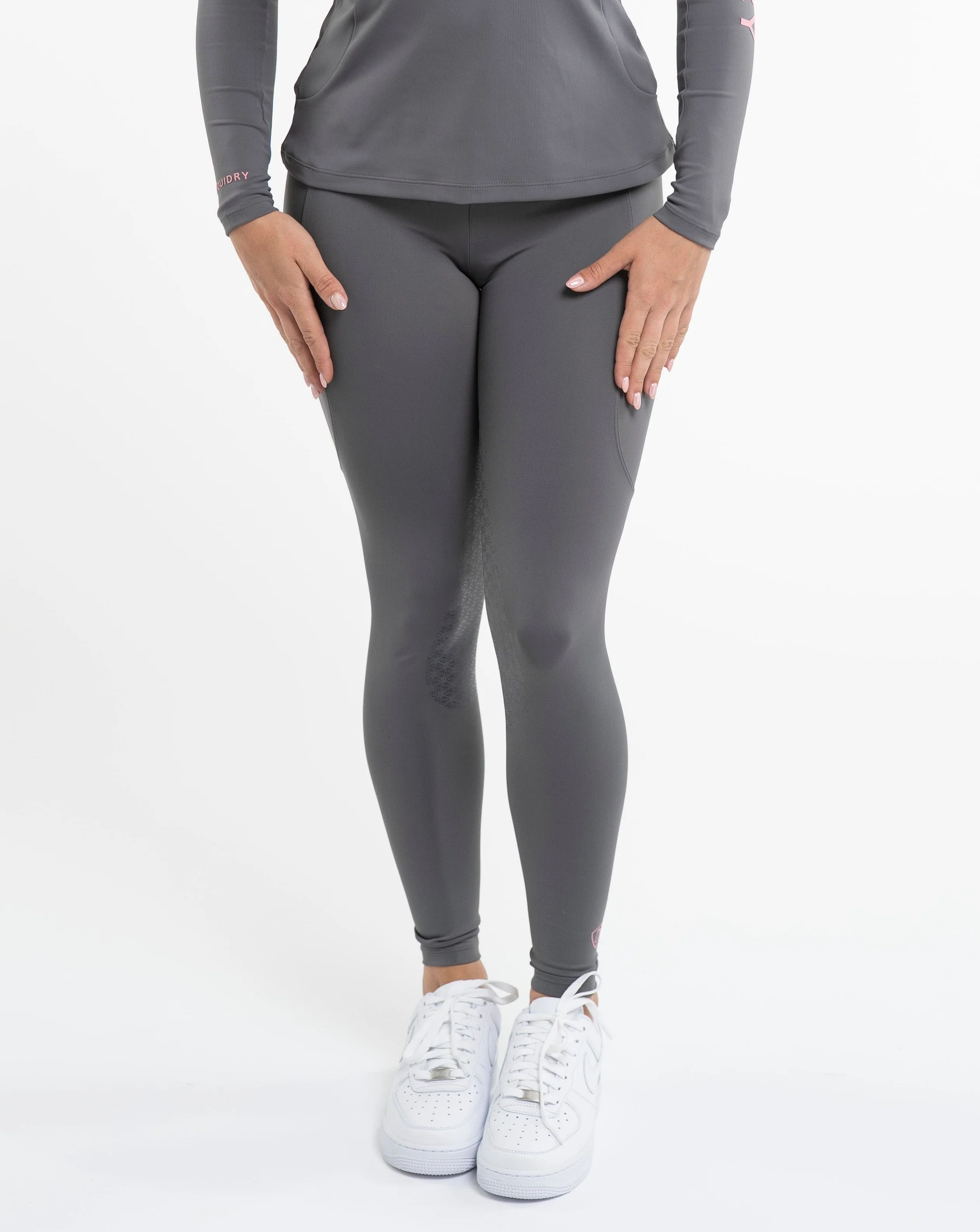 Water Repellent Leggings | Women's Grey/Pale Pink - Image 4