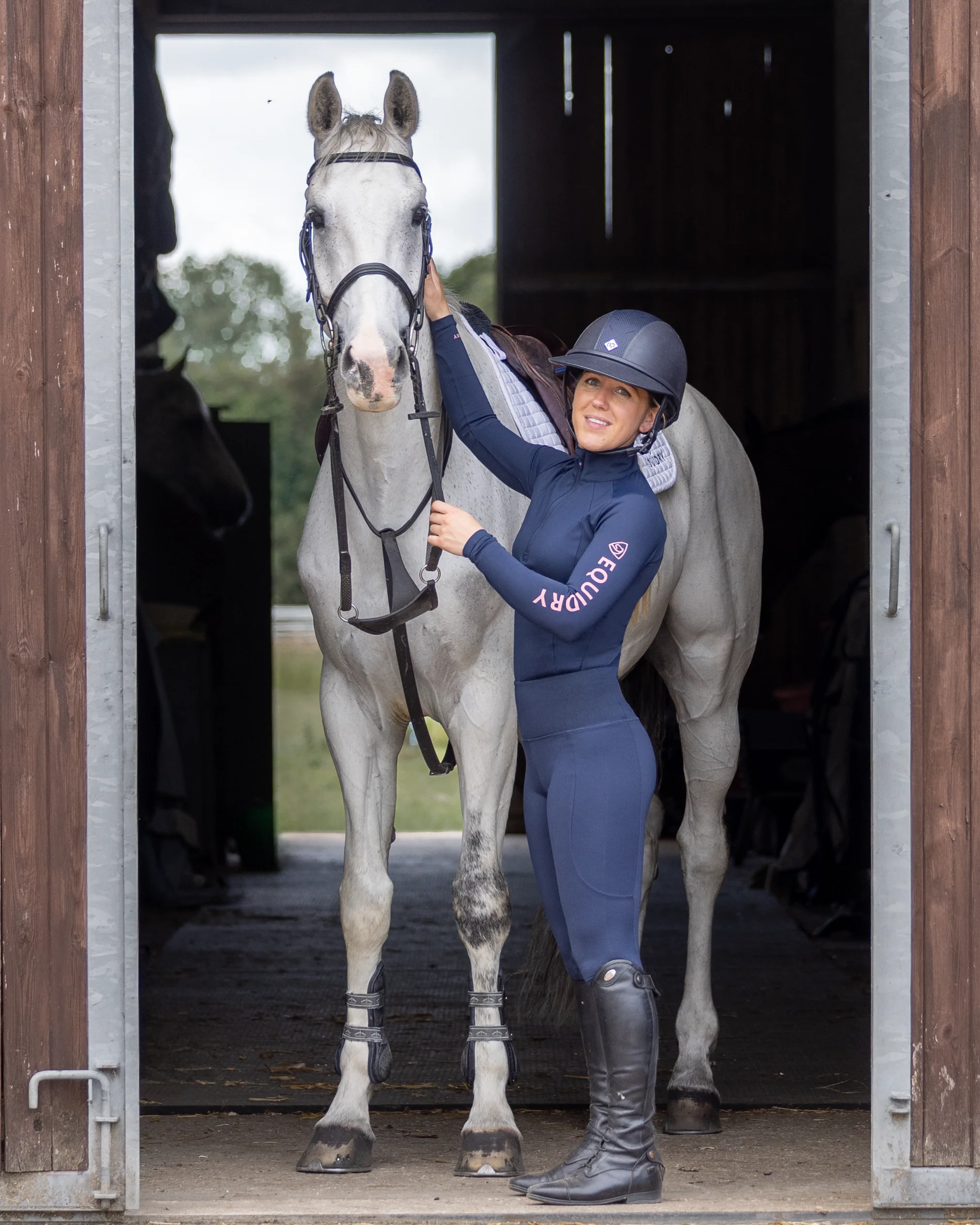 Water Repellent Leggings | Women's Navy/Pale Pink - Image 2
