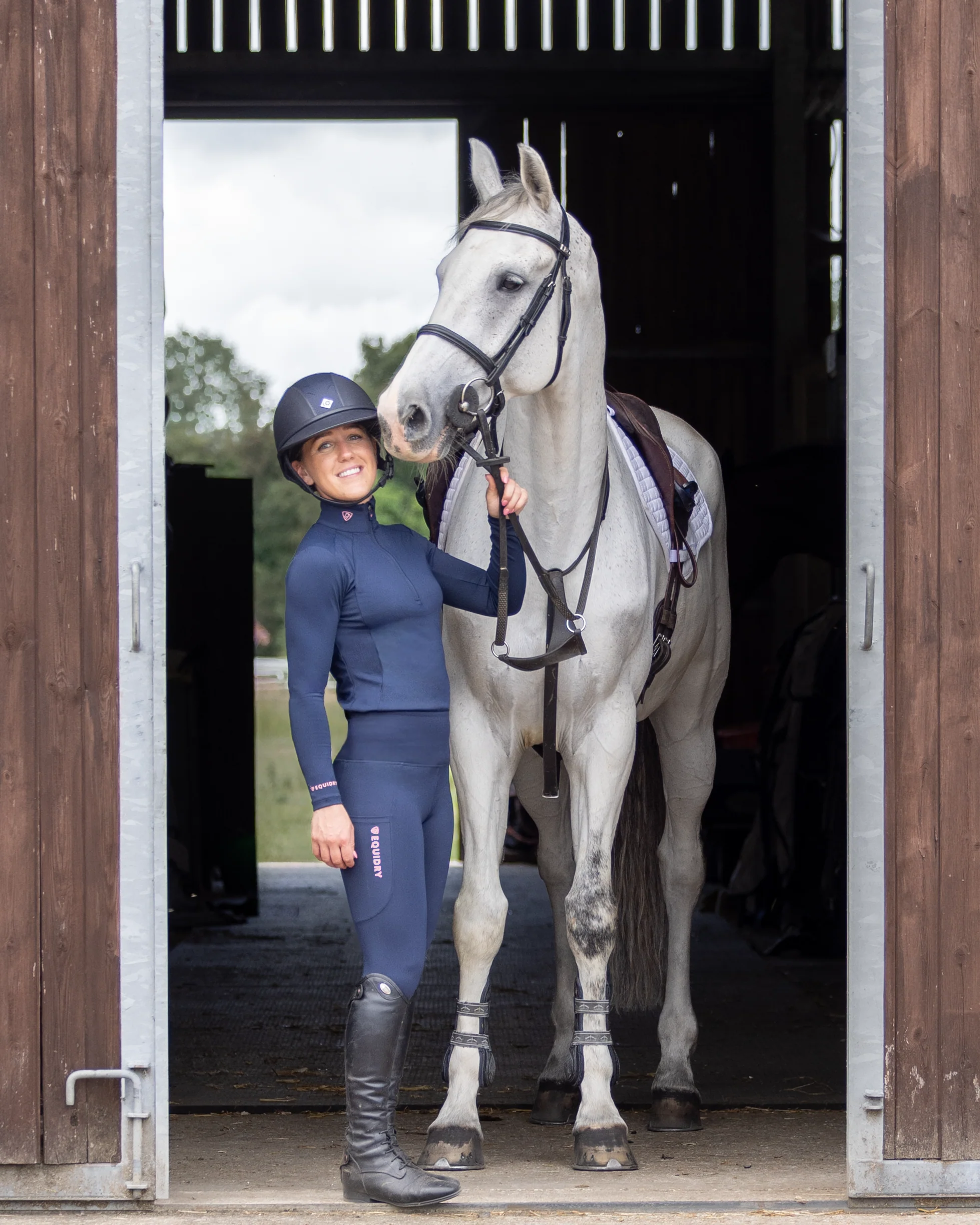 Women's Water Repellent Base Layer | Navy/Pale Pink - Image 5