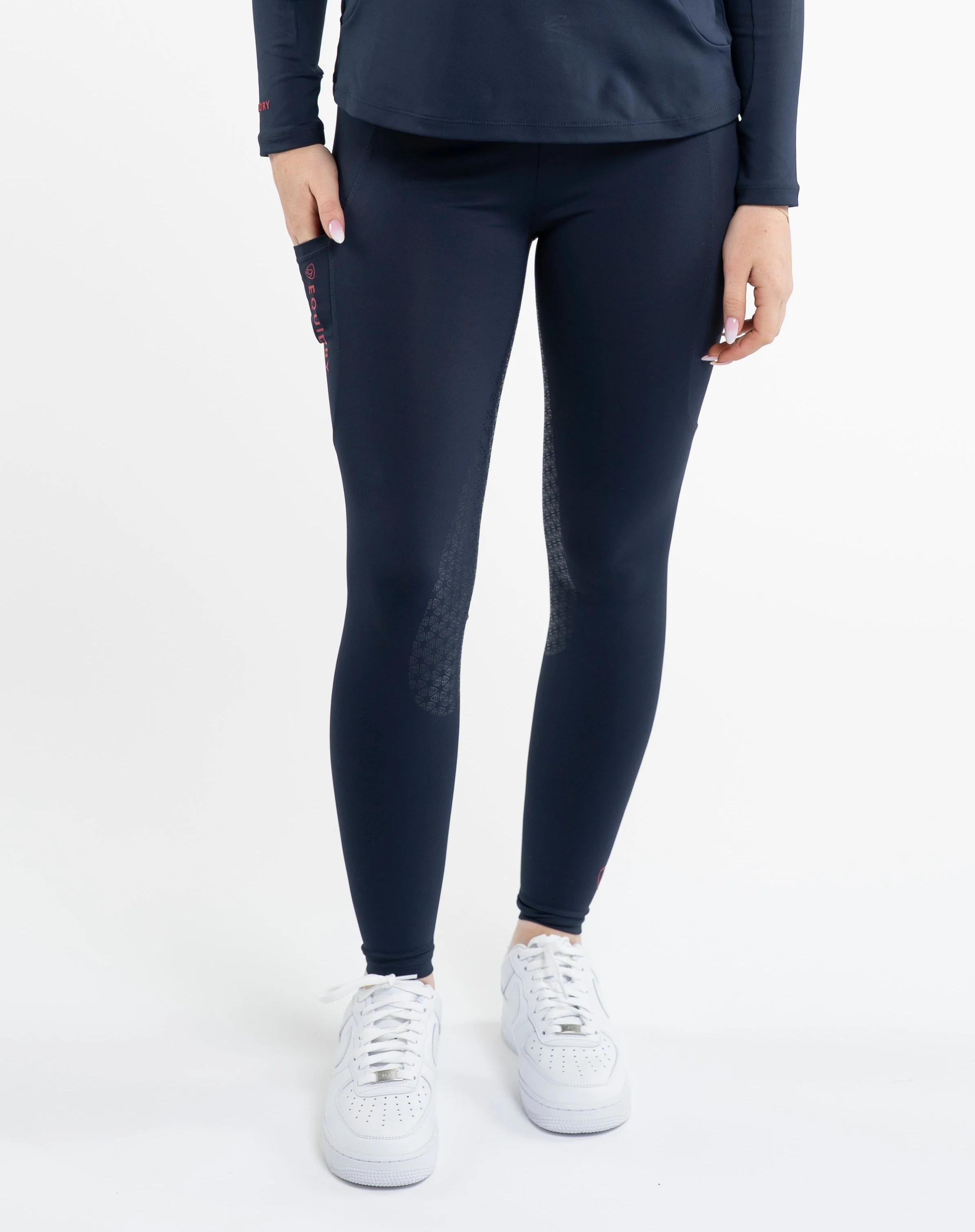 Water Repellent Leggings | Women's Navy/Raspberry - Image 4