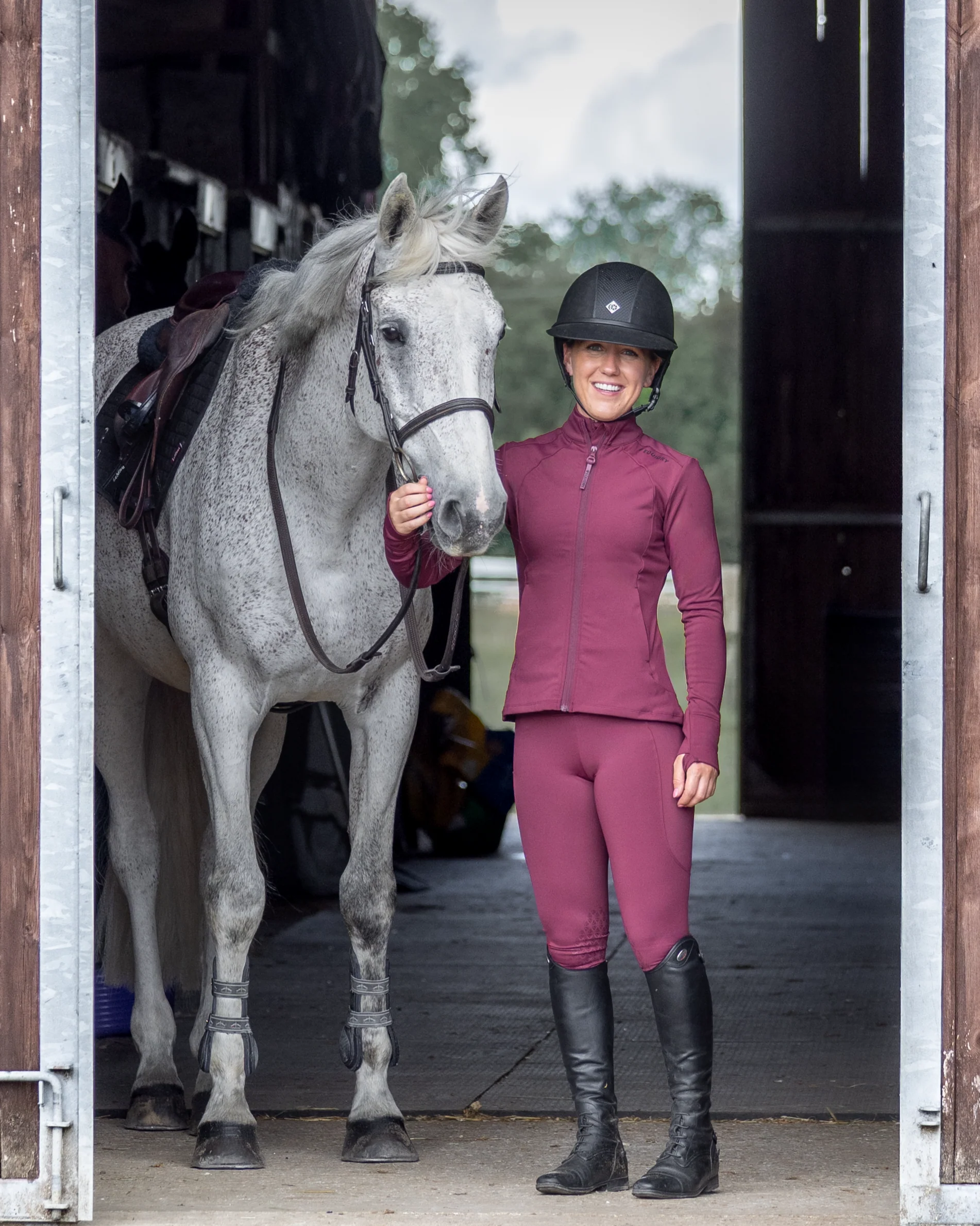 Women's Water Repellent Zip up Top | Plum/Black - Image 2