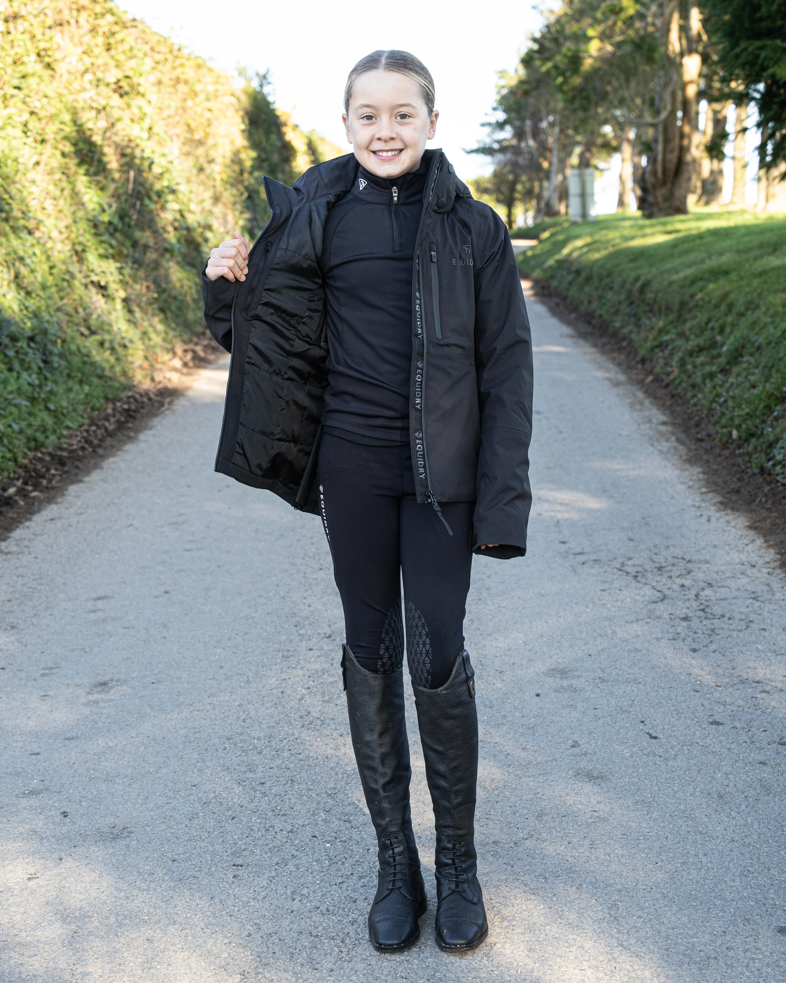 Iris Warm Waterproof Riding Jacket | Girl's | Black - Image 6