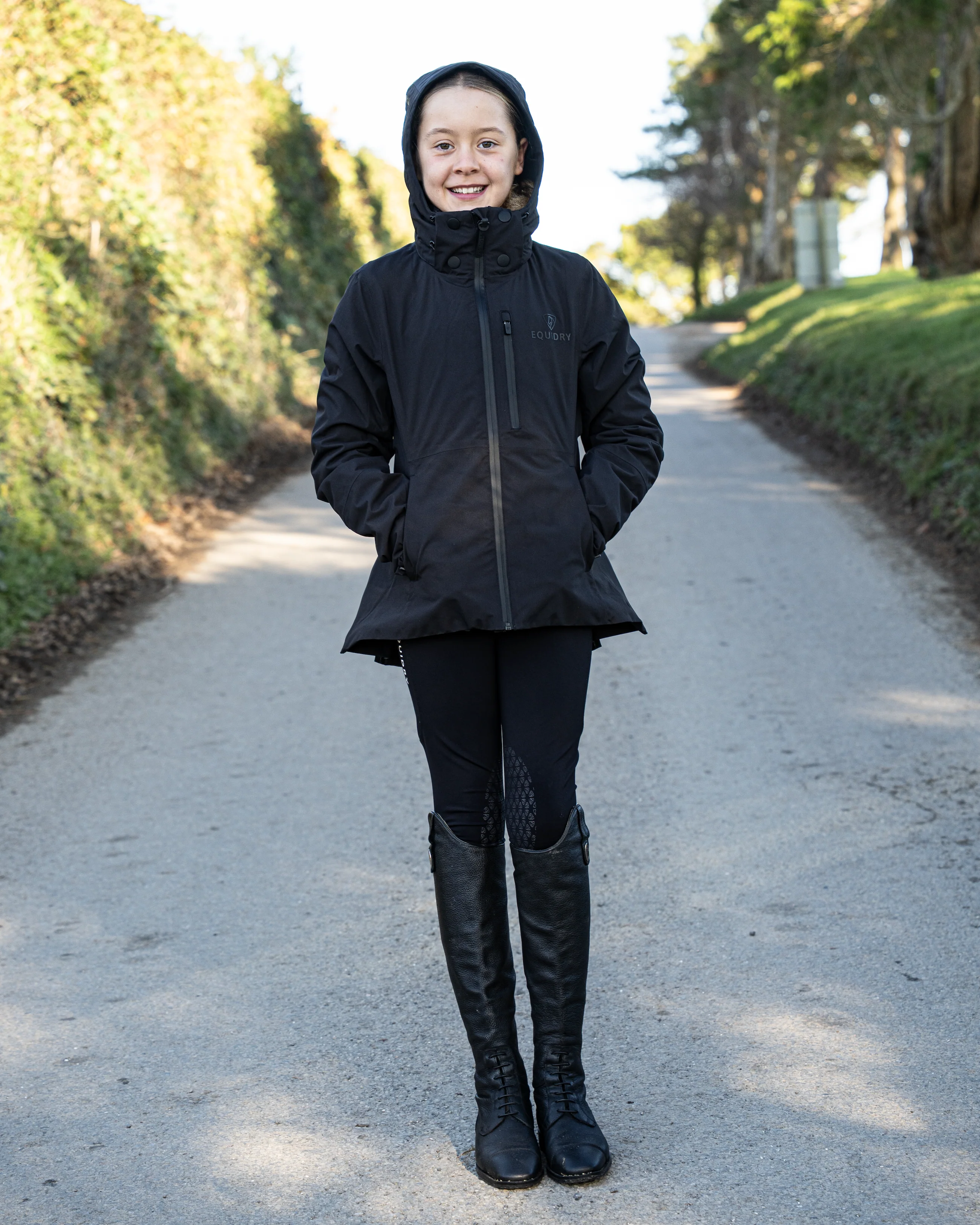 Iris Warm Waterproof Riding Jacket | Girl's | Black - Image 7