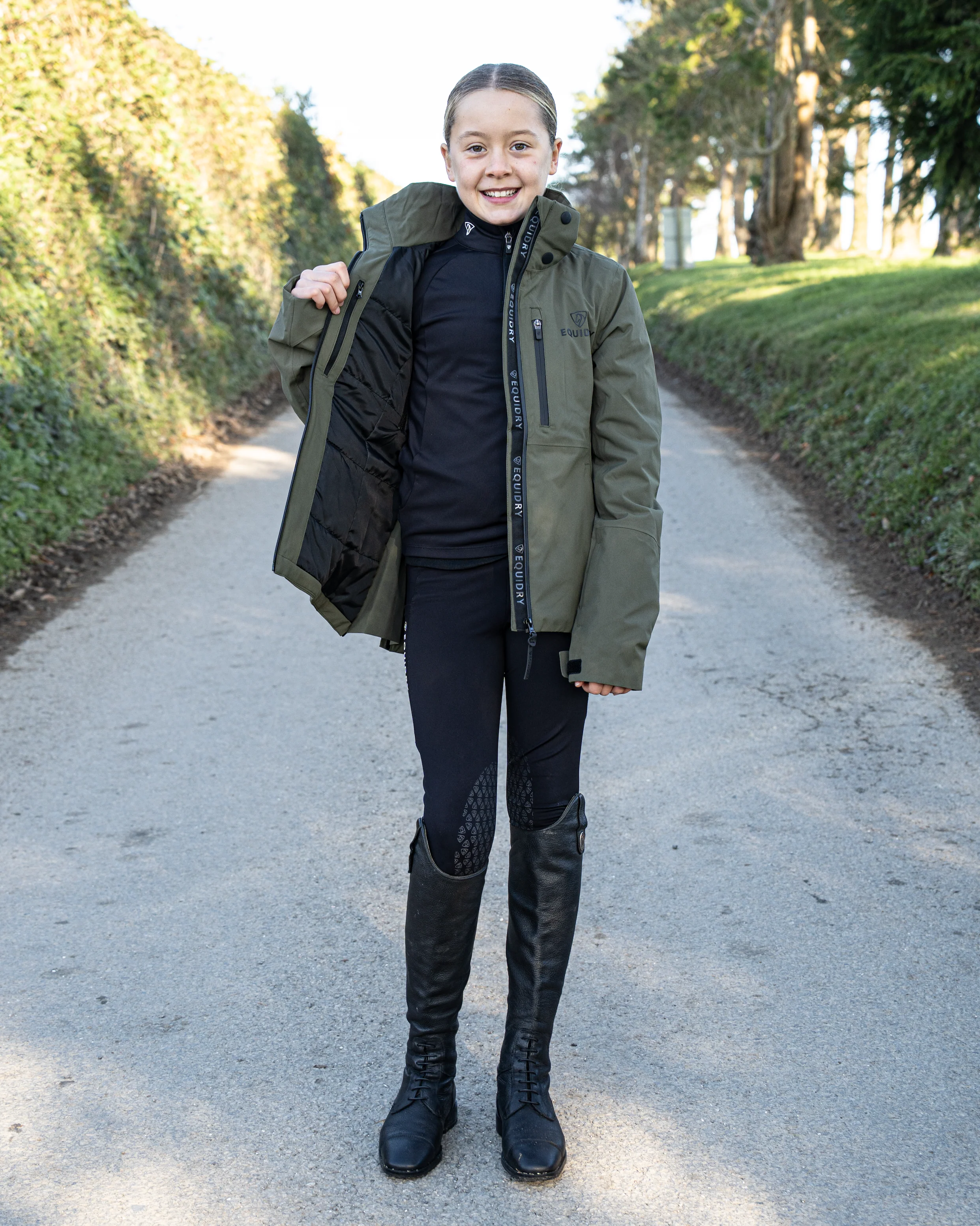 Iris Warm Waterproof Riding Jacket | Girl's | Green - Image 4
