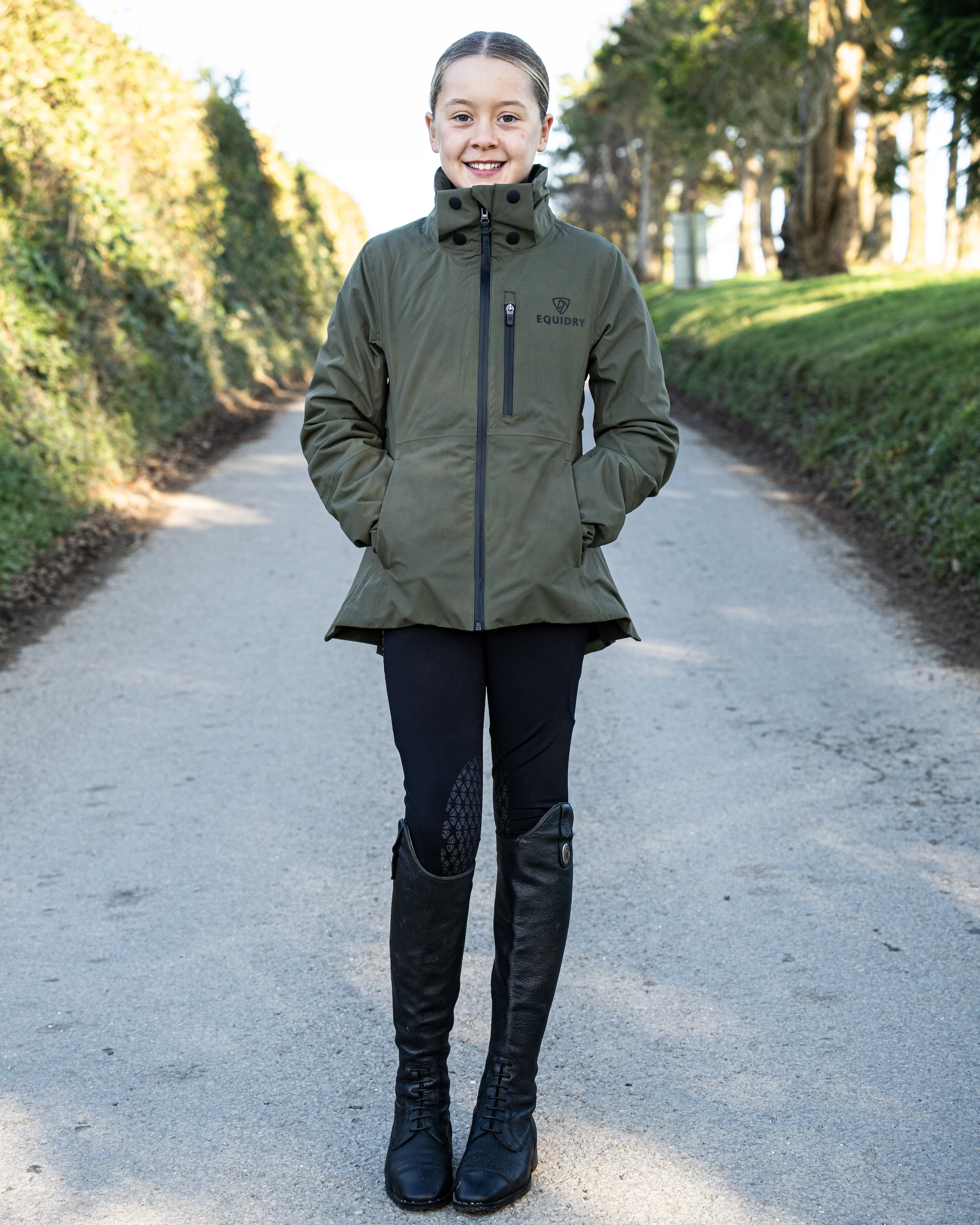 Iris Warm Waterproof Riding Jacket | Girl's | Green - Image 5