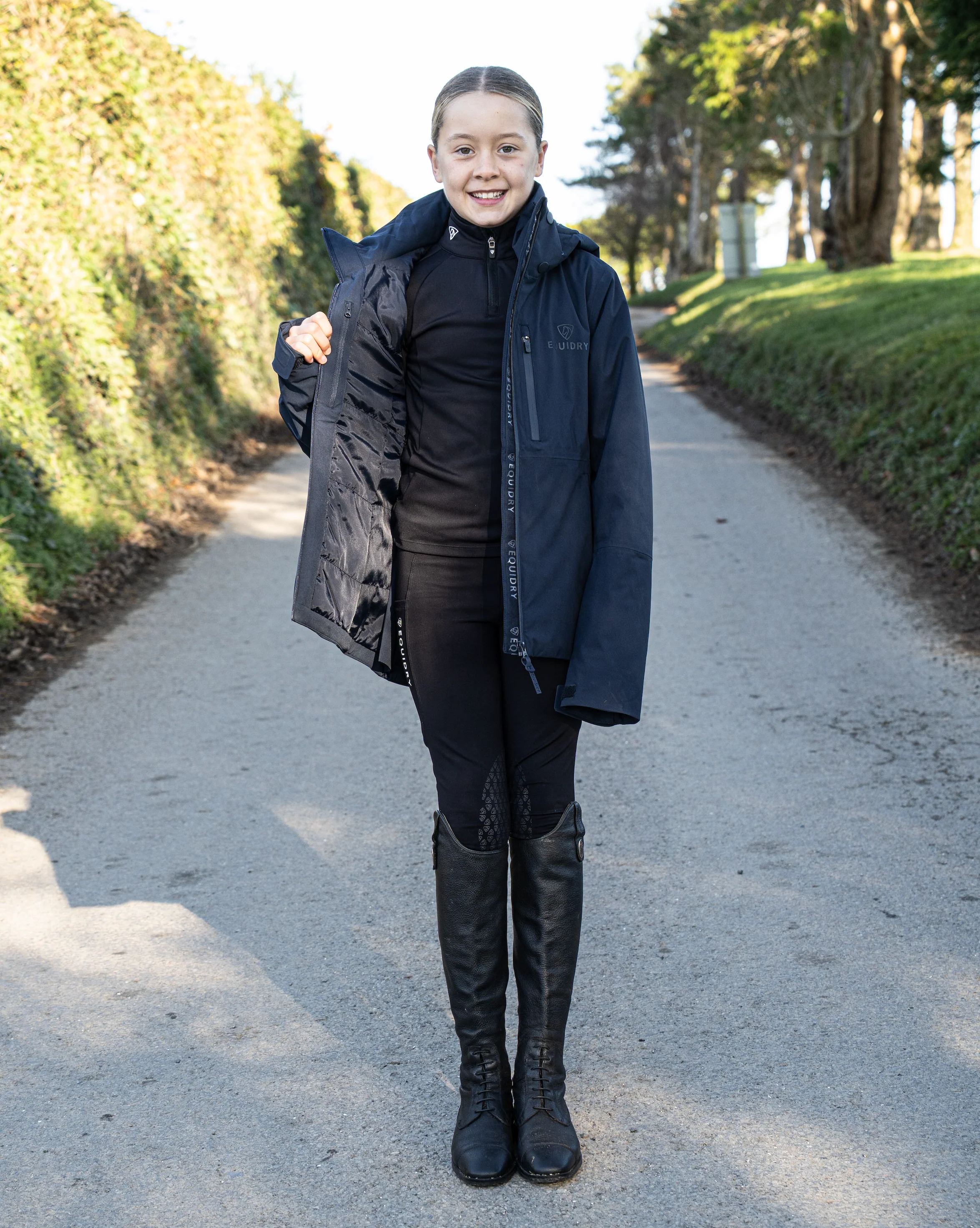 Iris Warm Waterproof Riding Jacket | Girl's | Navy - Image 4