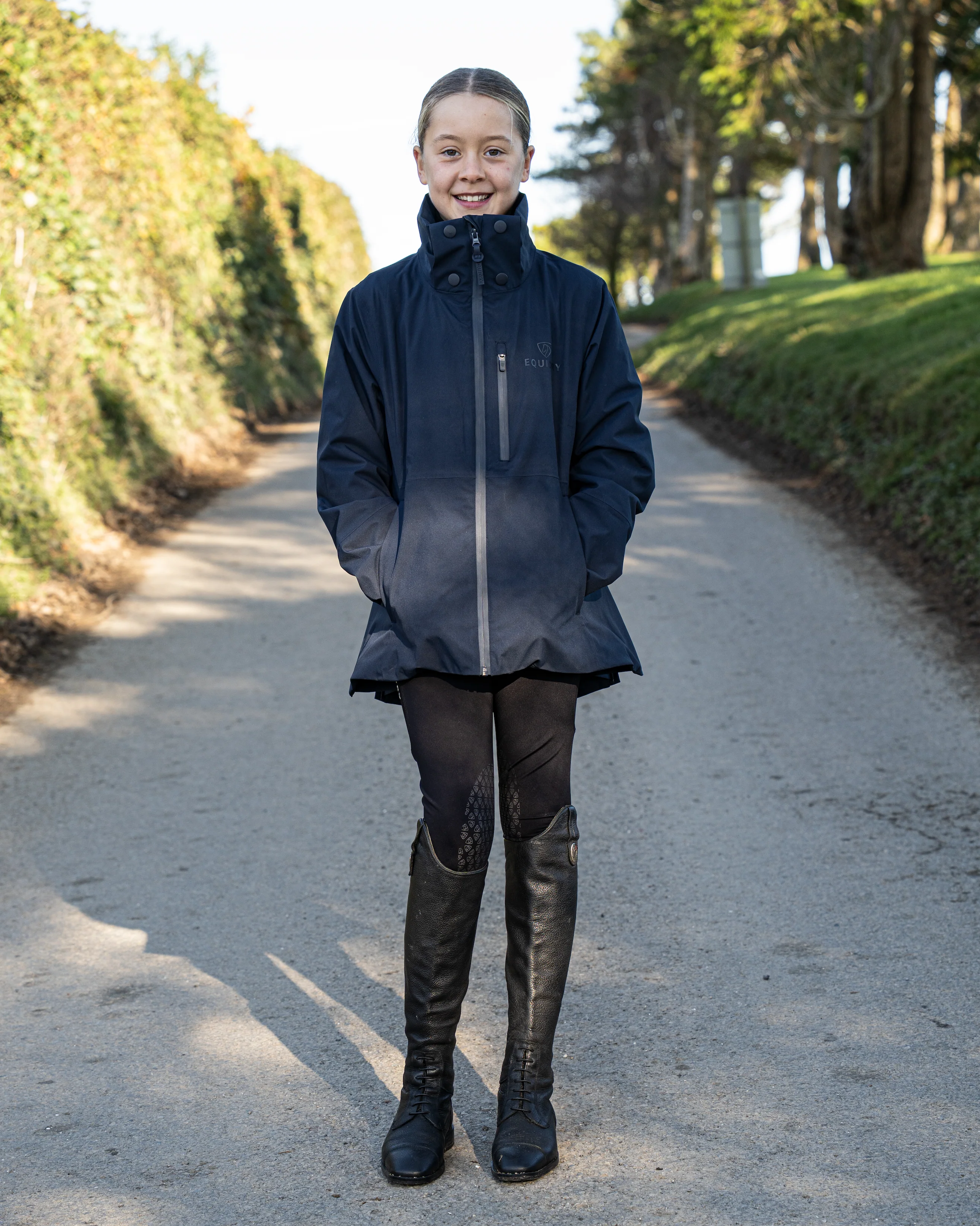 Iris Warm Waterproof Riding Jacket | Girl's | Navy - Image 5