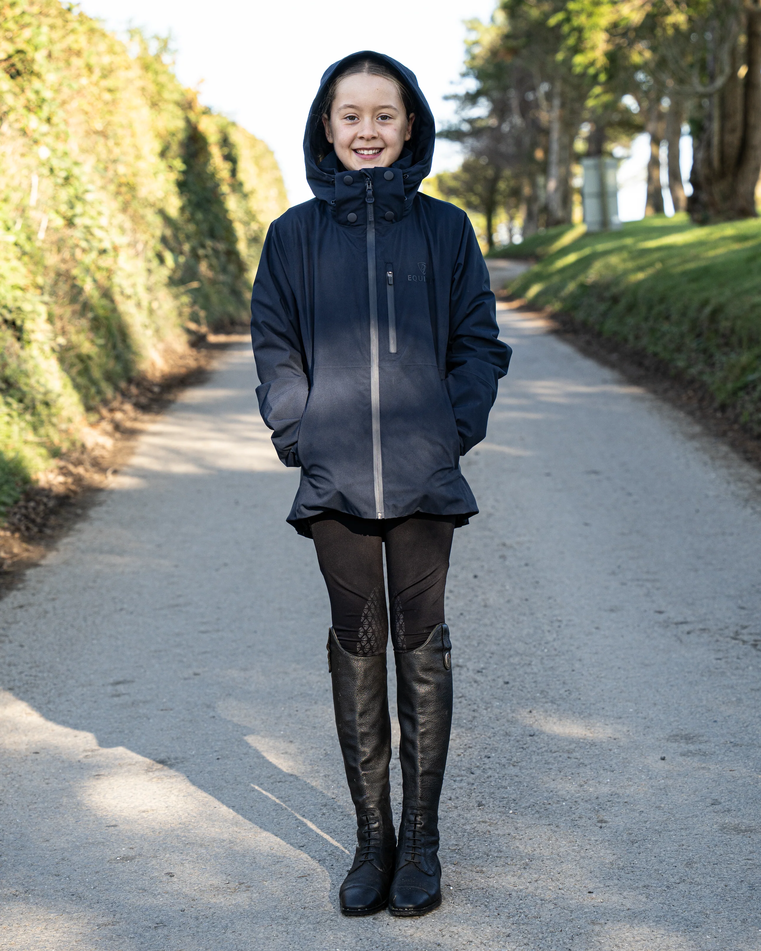 Iris Warm Waterproof Riding Jacket | Girl's | Navy - Image 7