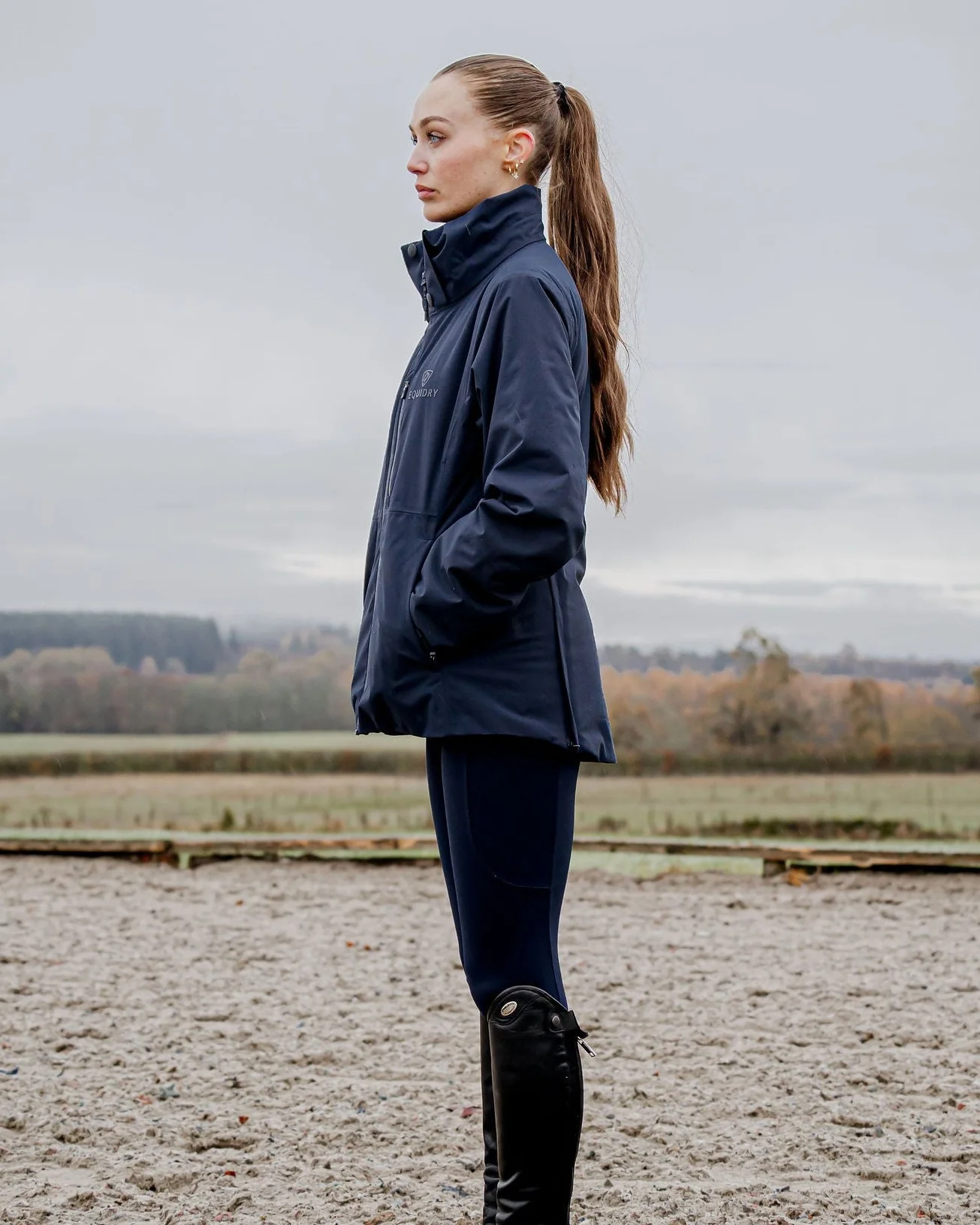 Iris Warm Waterproof Riding Jacket | Women's | Navy - Image 6