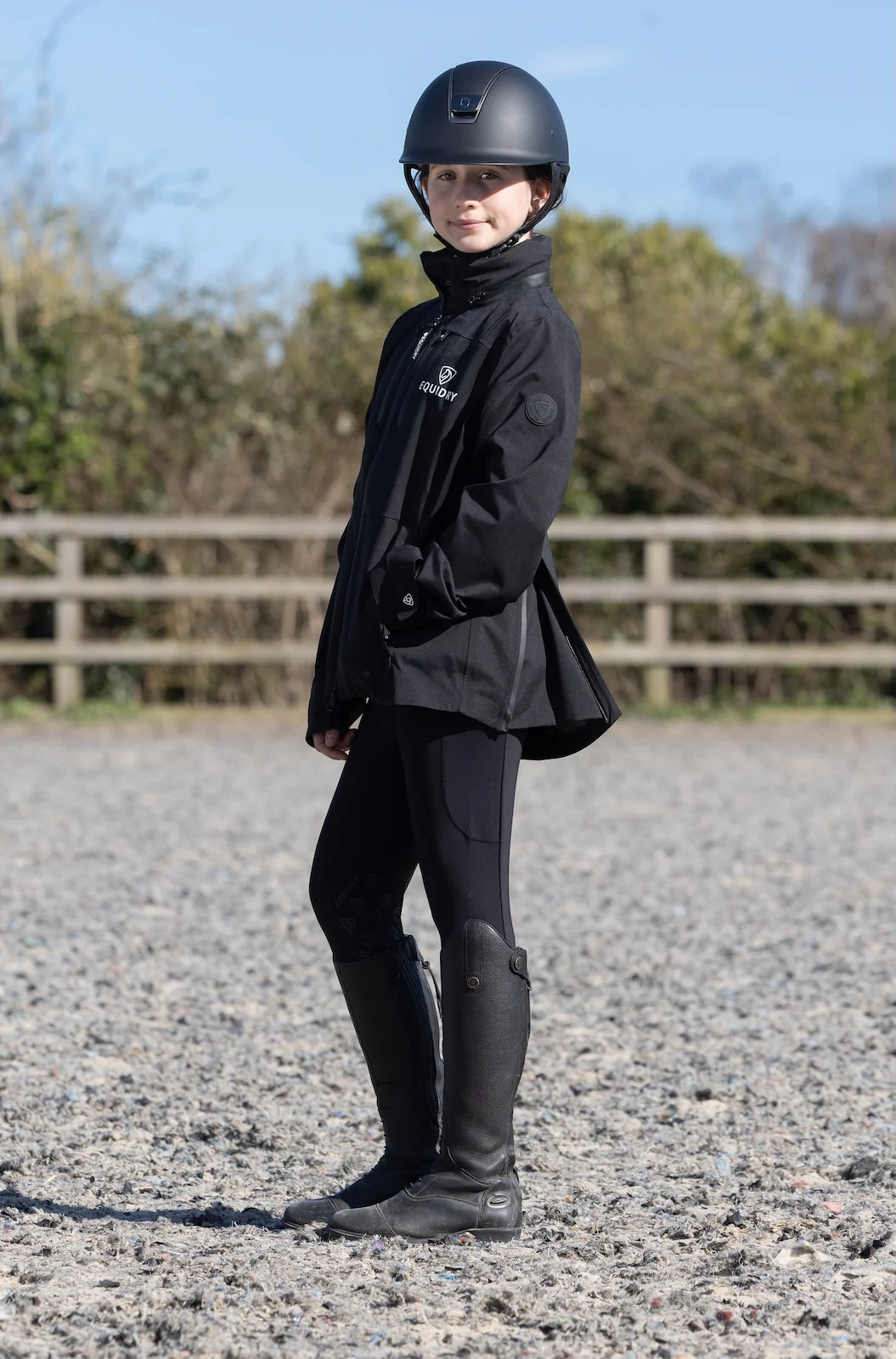 Varsha Waterproof Riding Jacket | Girl's | Black - Image 13