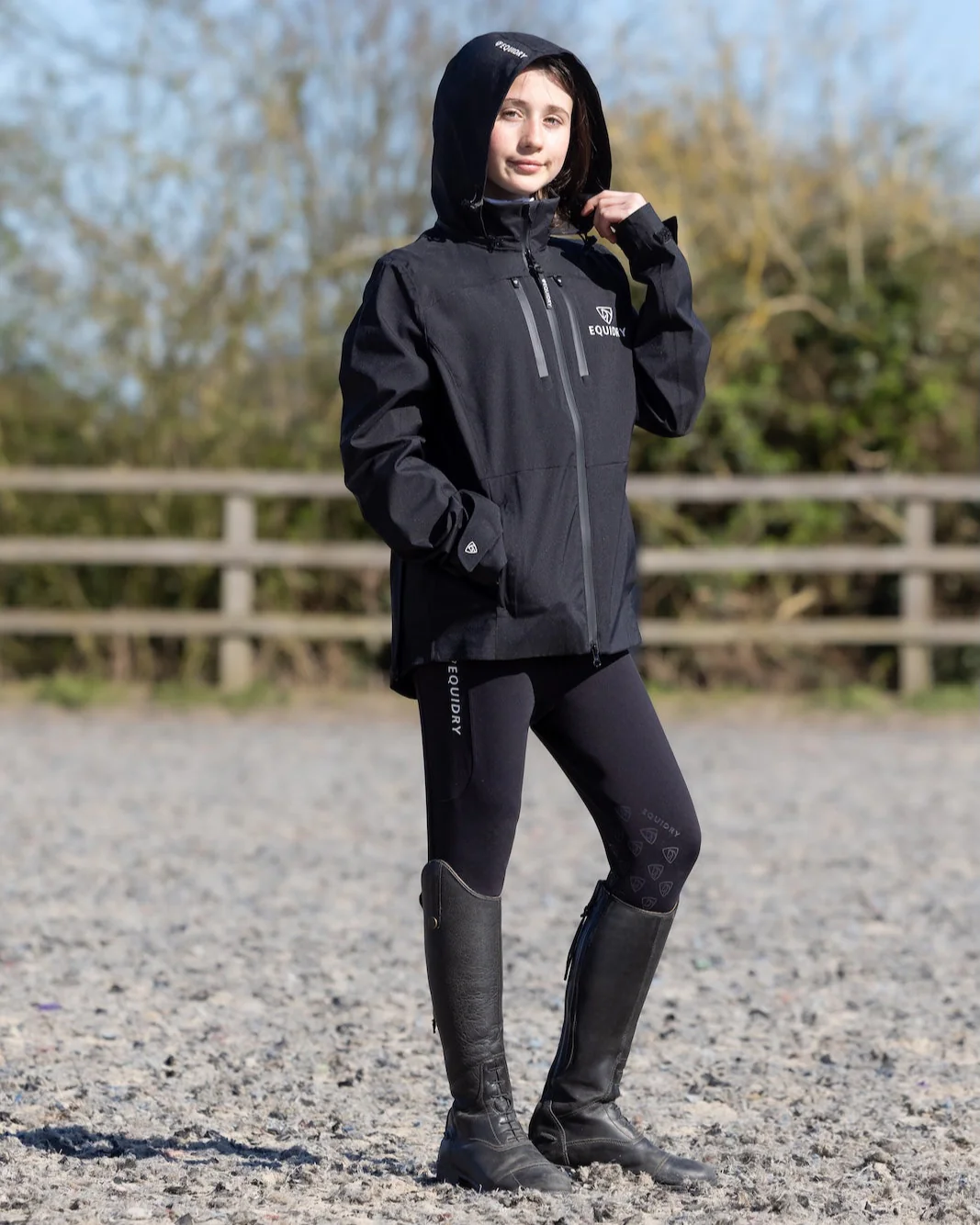 Varsha Waterproof Riding Jacket | Girl's | Black - Image 15