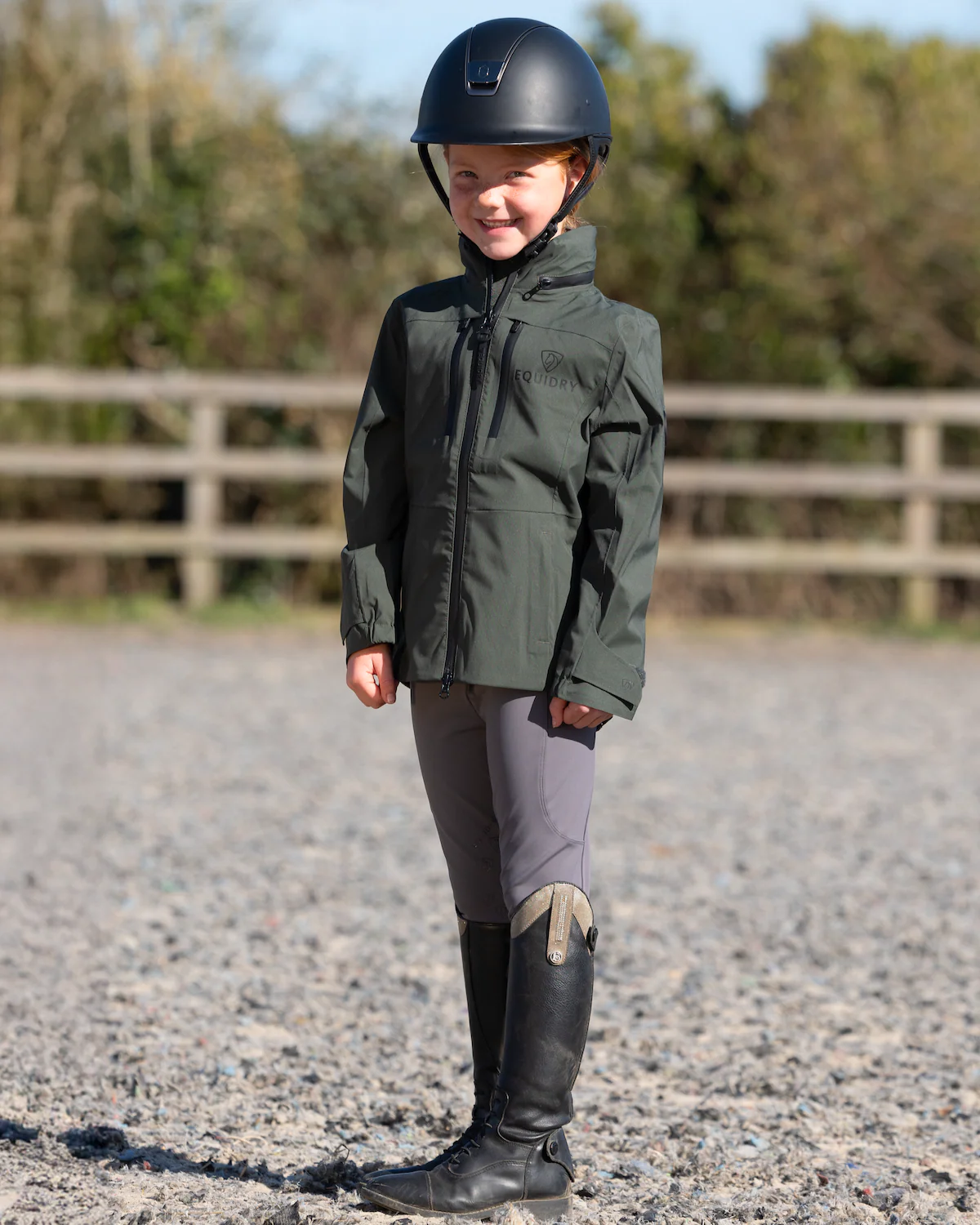 Varsha Waterproof Riding Jacket | Girl's | Black Forest Green - Image 10
