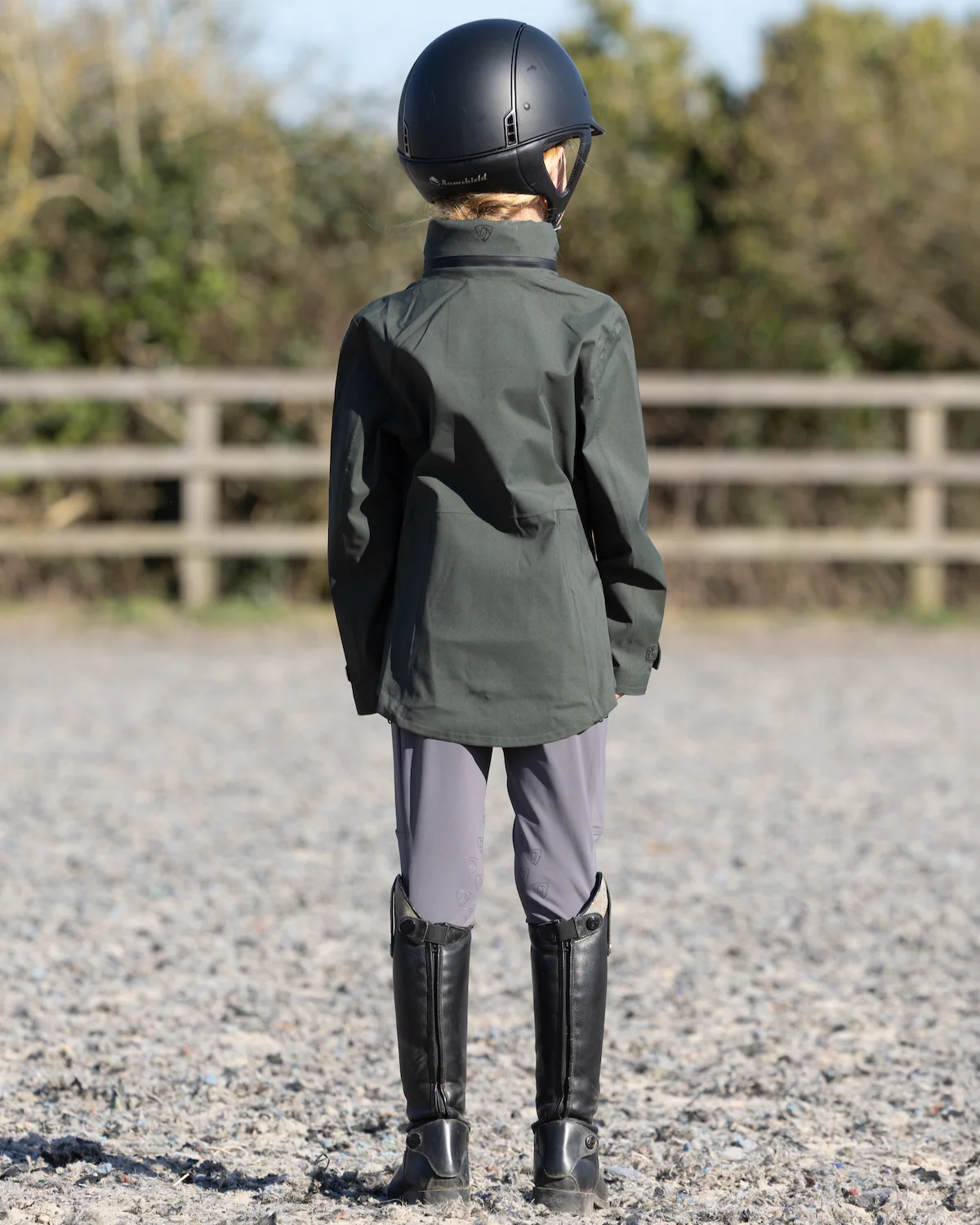 Varsha Waterproof Riding Jacket | Girl's | Black Forest Green - Image 11