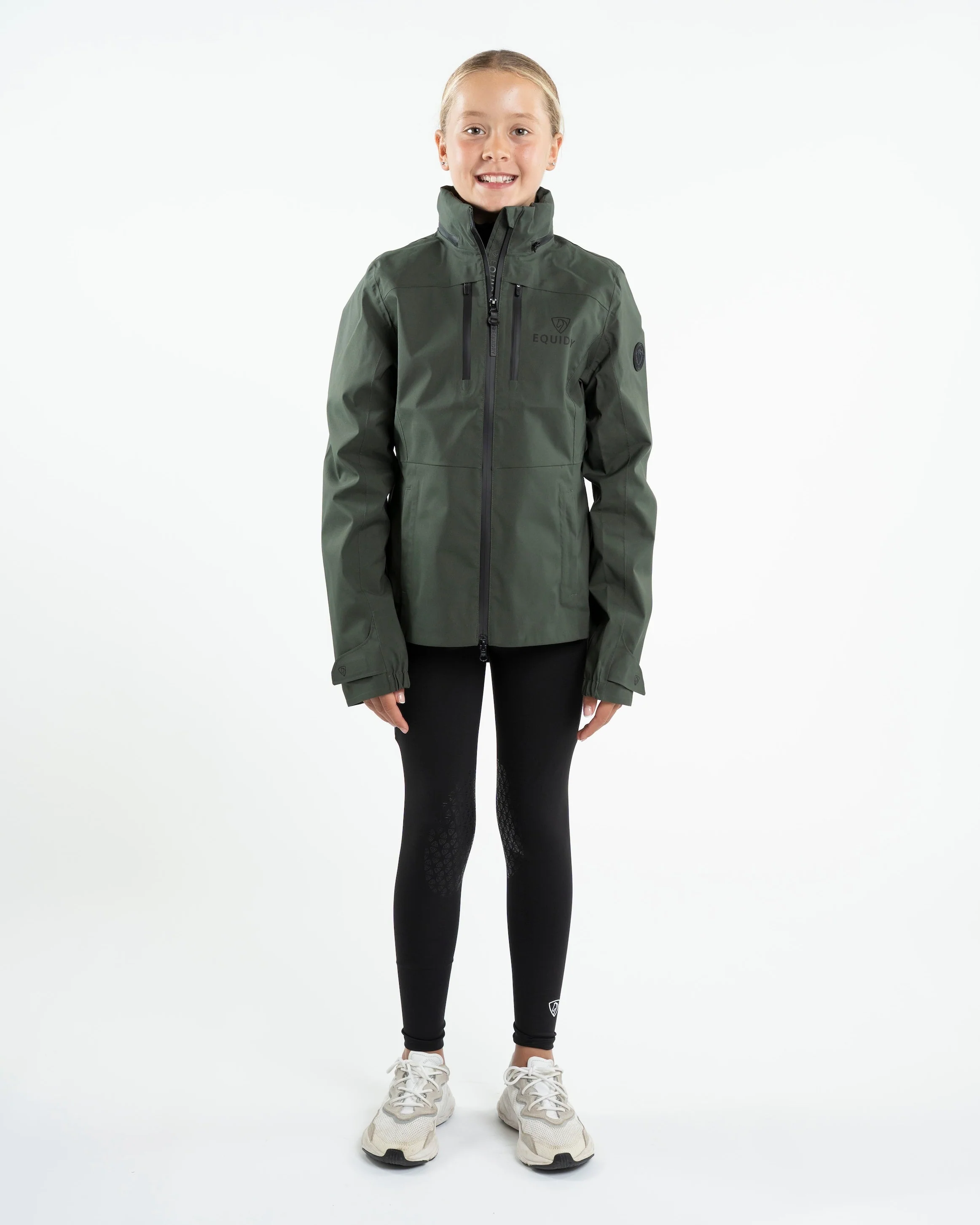 Varsha Waterproof Riding Jacket | Girl's | Black Forest Green - Image 3