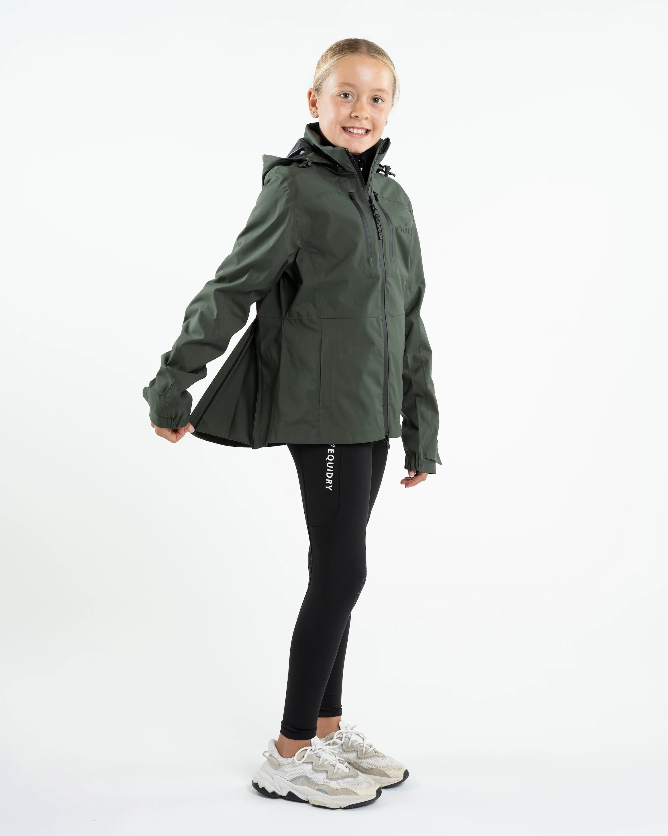 Varsha Waterproof Riding Jacket | Girl's | Black Forest Green - Image 5
