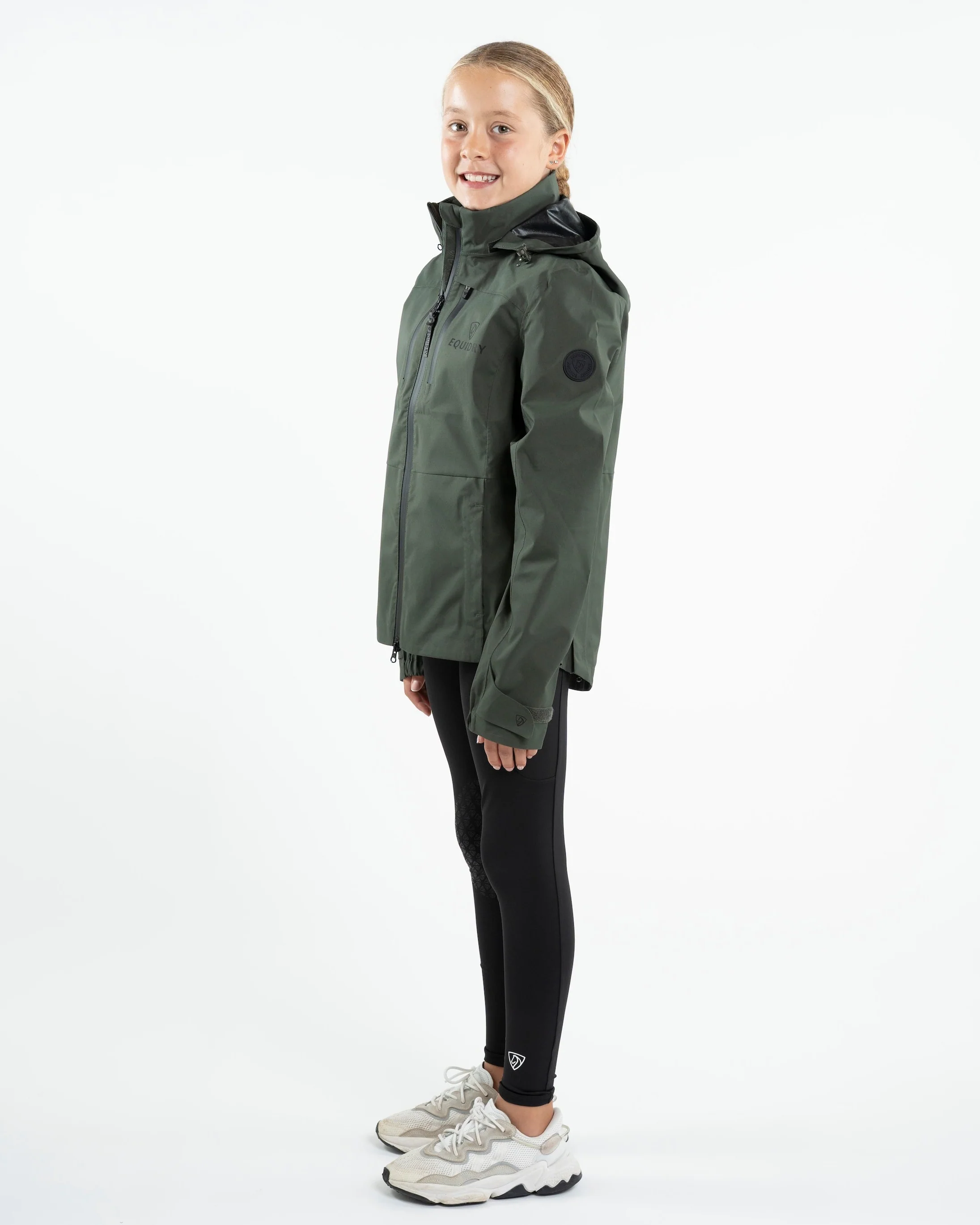 Varsha Waterproof Riding Jacket | Girl's | Black Forest Green - Image 7