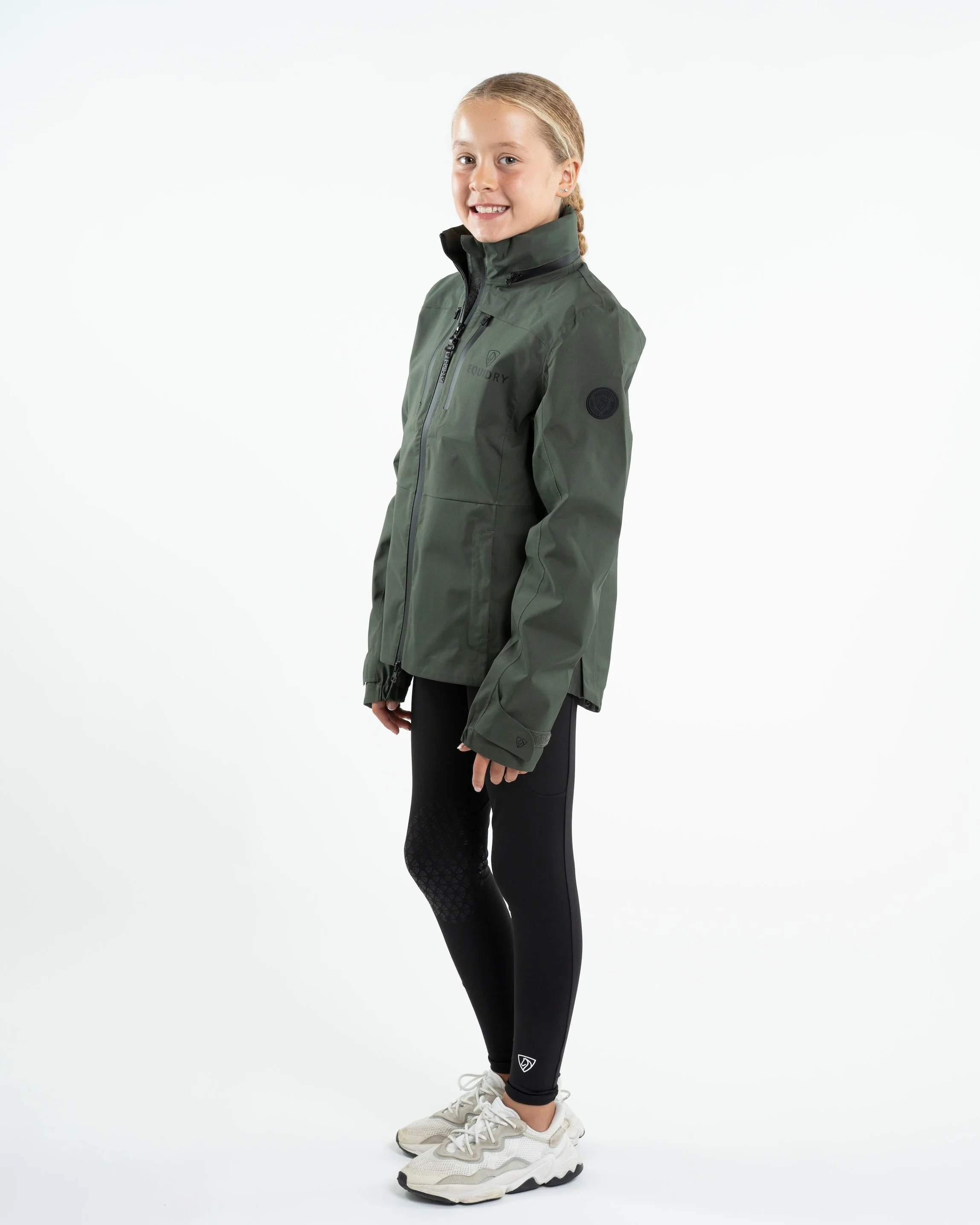 Varsha Waterproof Riding Jacket | Girl's | Black Forest Green - Image 8