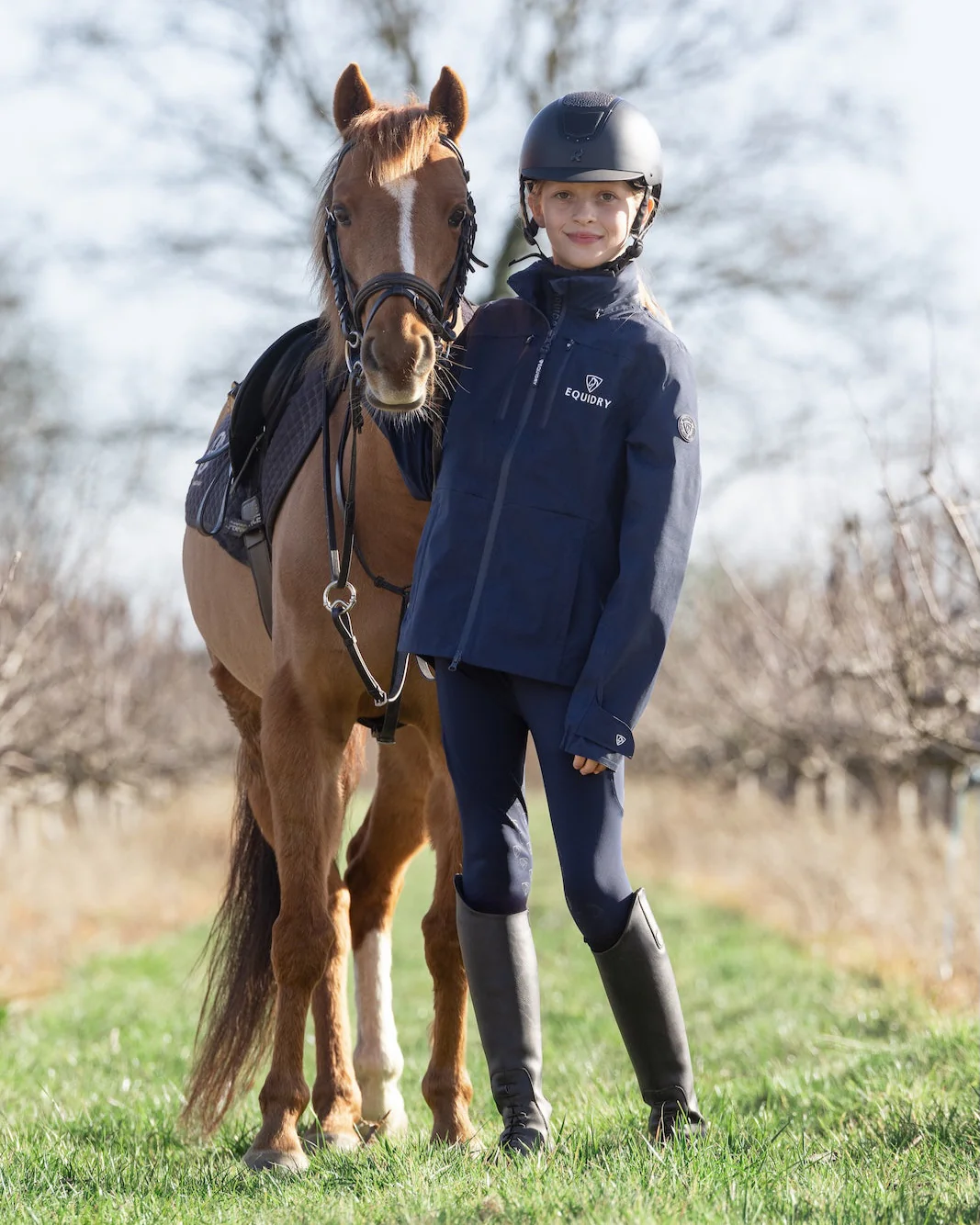 Varsha Waterproof Riding Jacket | Girl's | Navy - Image 3