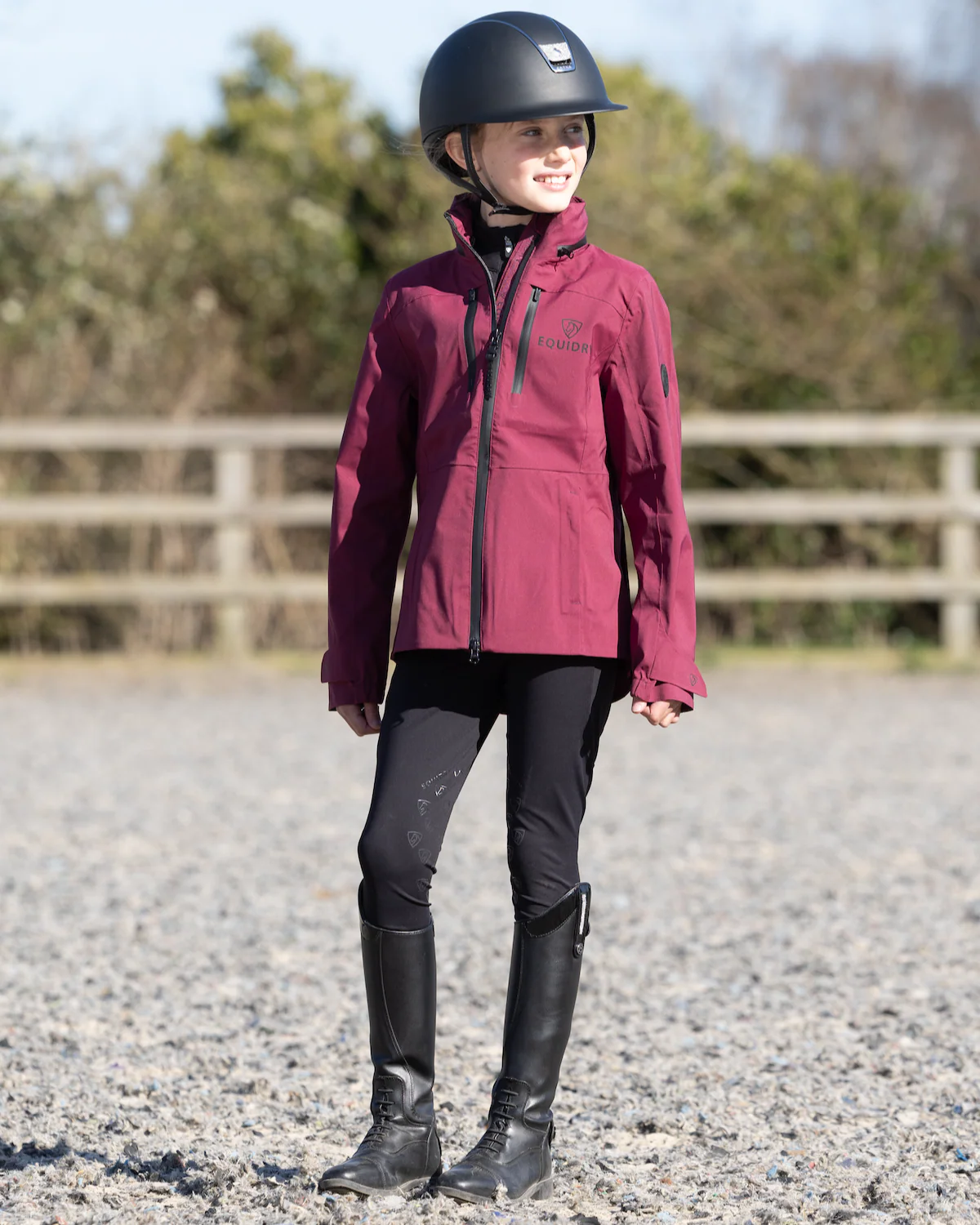 Varsha Waterproof Riding Jacket | Girl's | Plum - Image 13