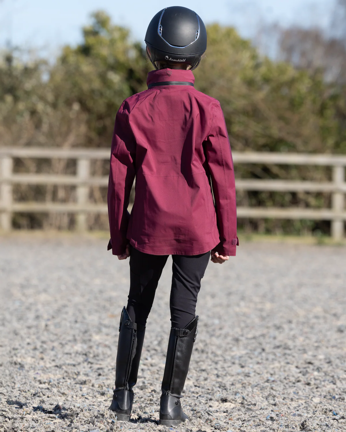 Varsha Waterproof Riding Jacket | Girl's | Plum - Image 14
