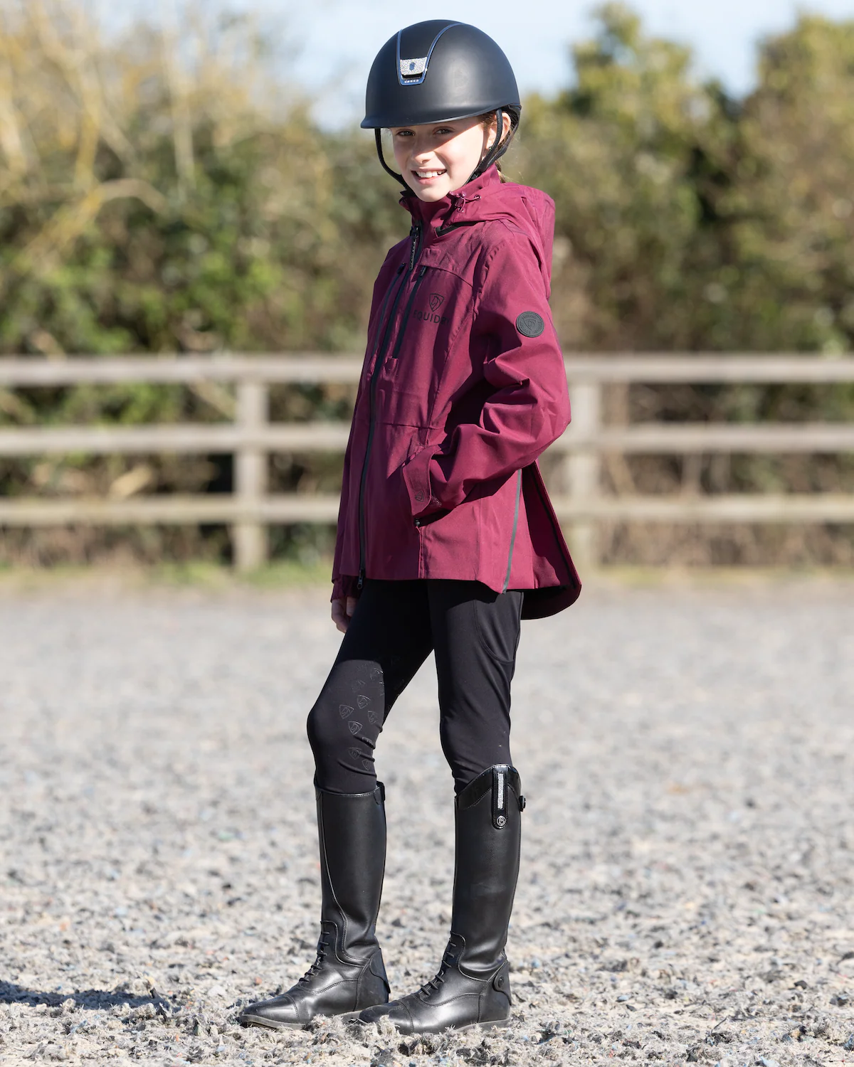Varsha Waterproof Riding Jacket | Girl's | Plum - Image 15