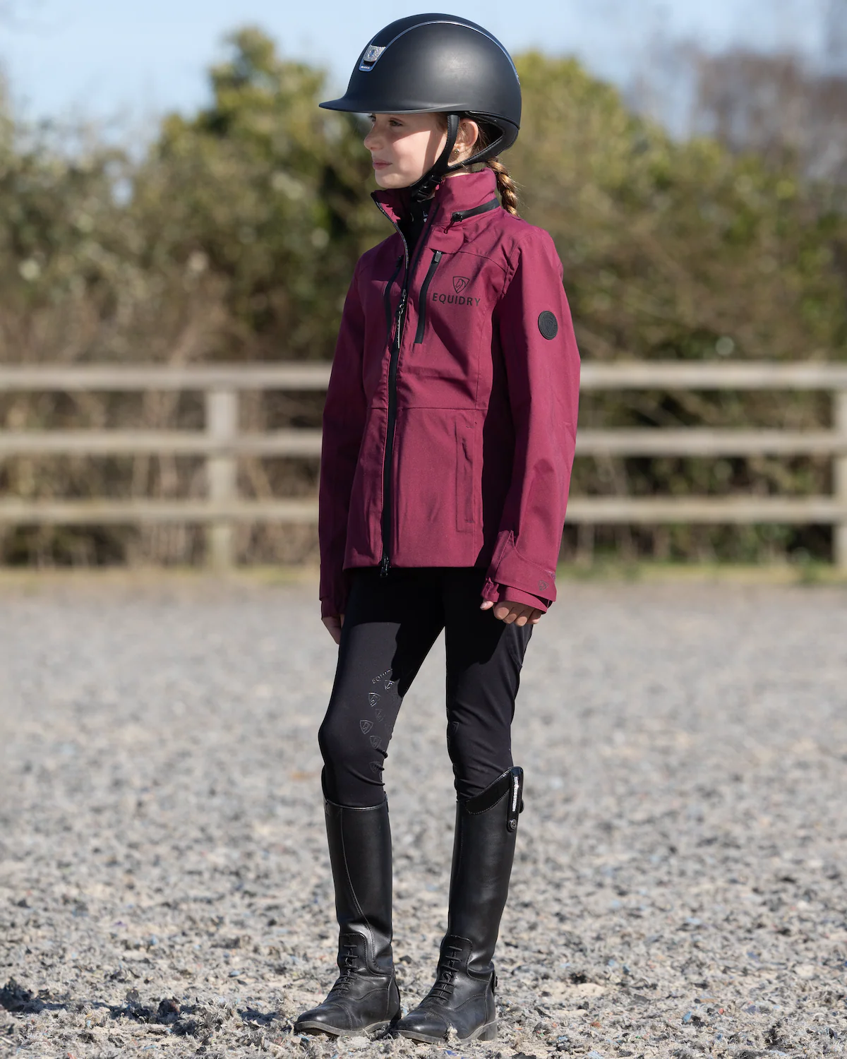Varsha Waterproof Riding Jacket | Girl's | Plum - Image 16
