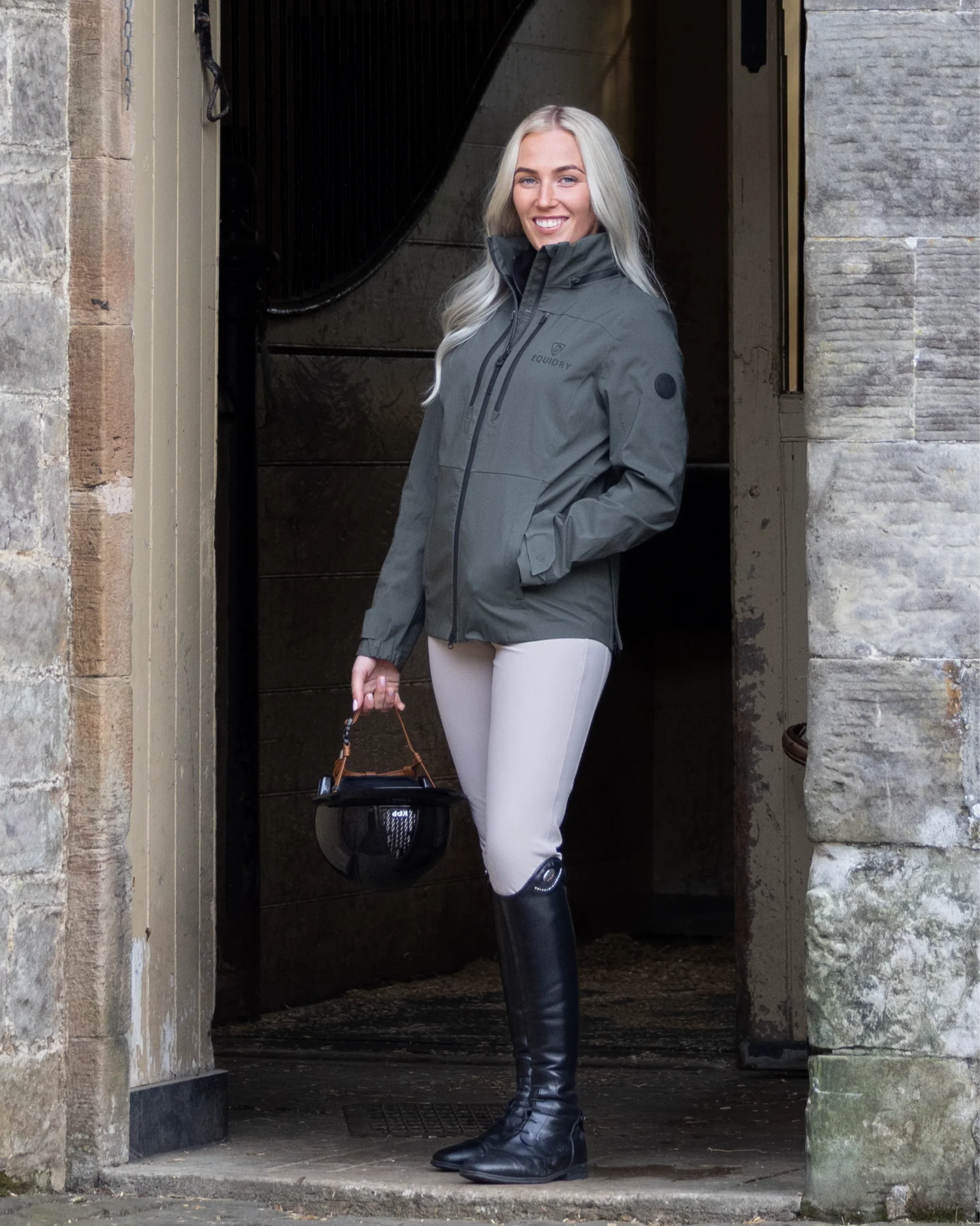 Varsha Waterproof Riding Jacket | Women's | Black Forest Green - Image 9